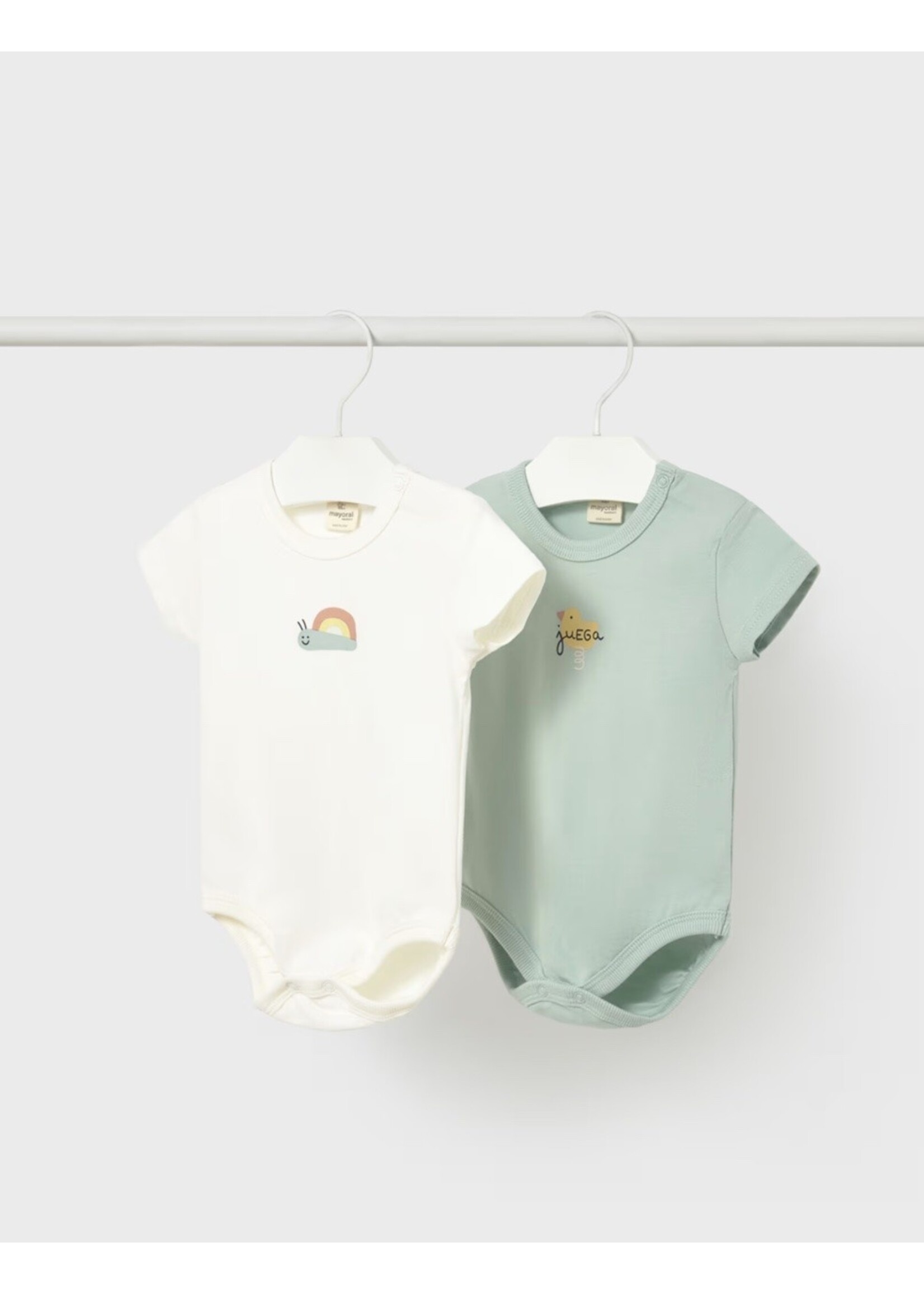 Mayoral Mayoral, Newborn 2-Pack Bodysuit Set || Mint / Off White