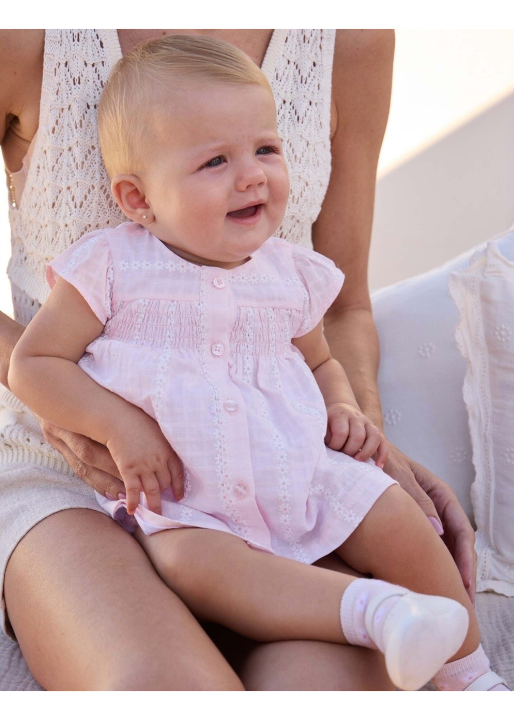 Mayoral Mayoral, Newborn Girl Chiffon Dress || Baby Pink