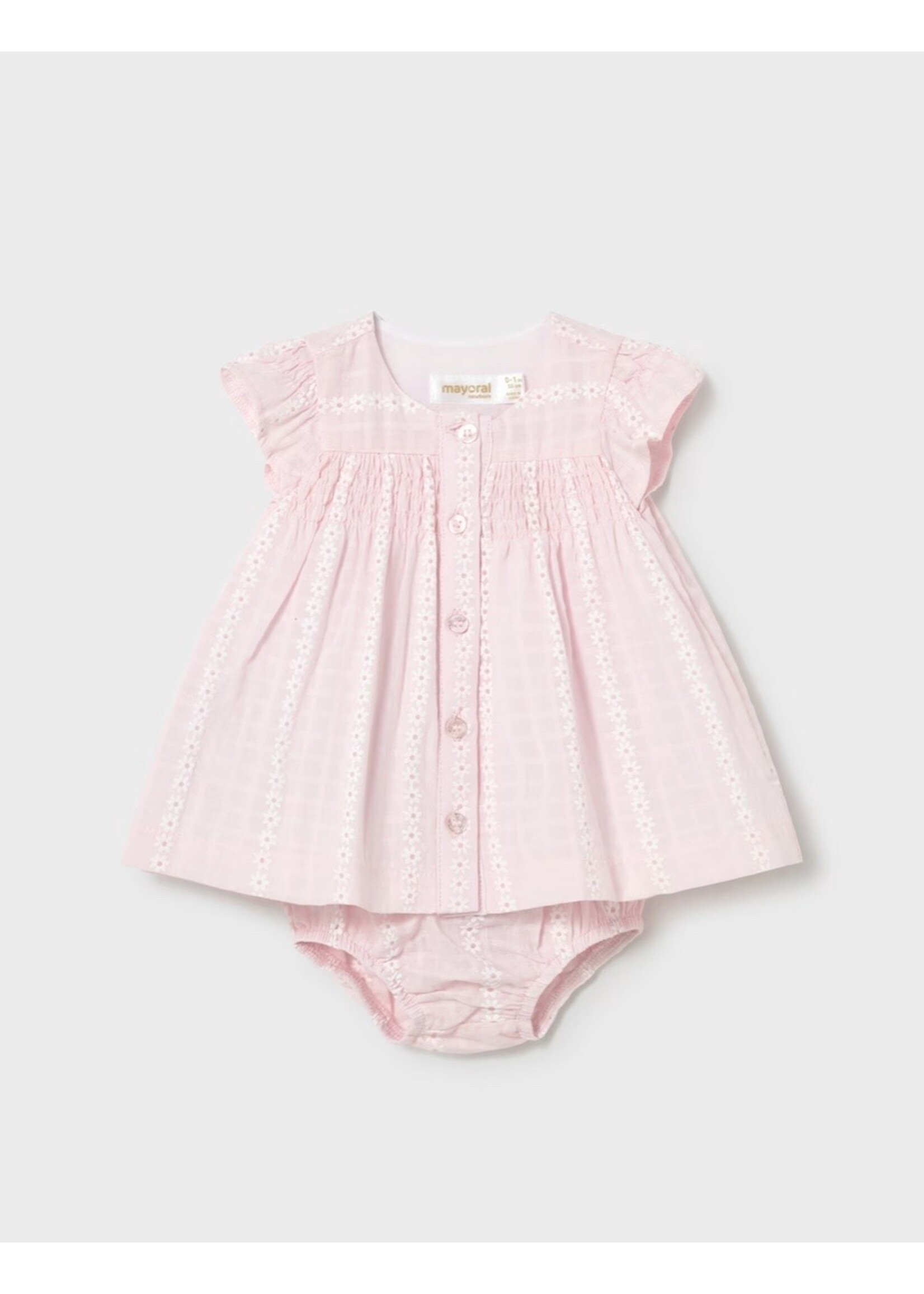 Mayoral Mayoral, Newborn Girl Chiffon Dress || Baby Pink