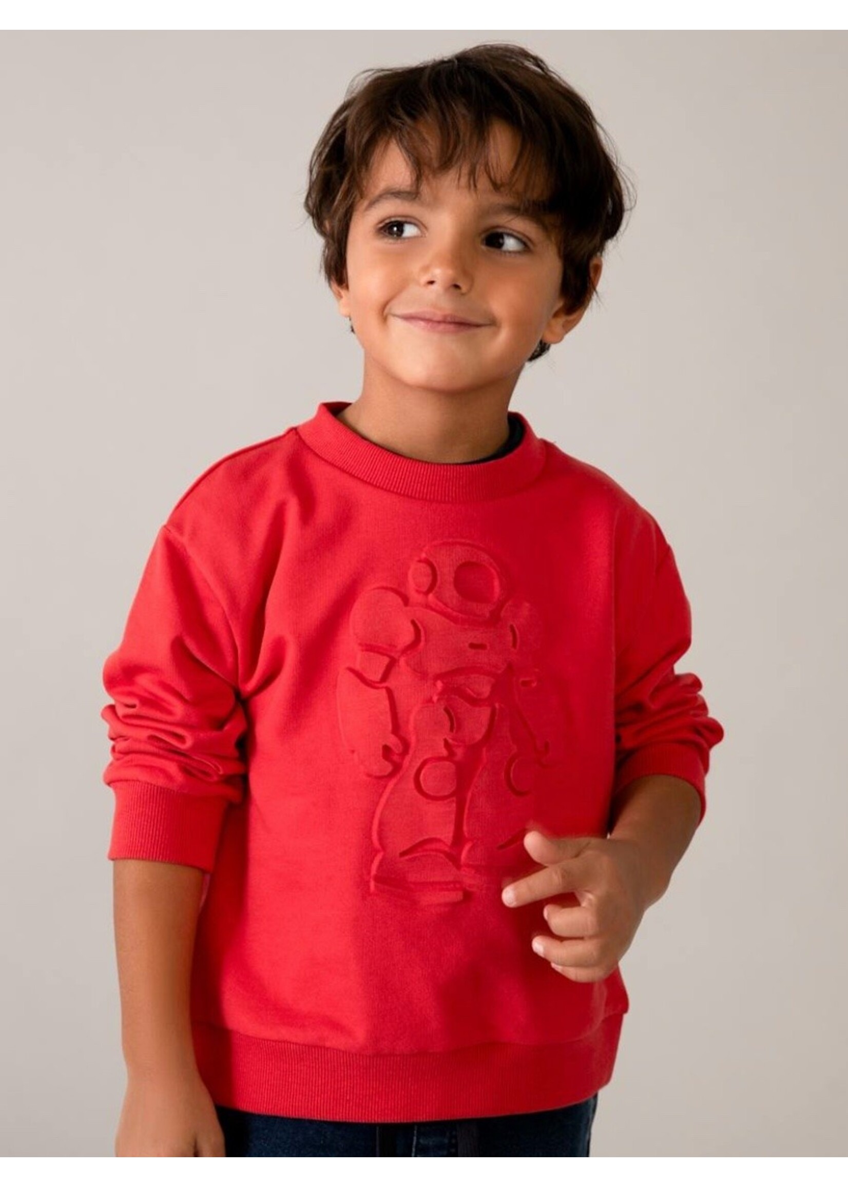 Mayoral Mayoral, Boy Robot Design Sweatshirt || Tomato