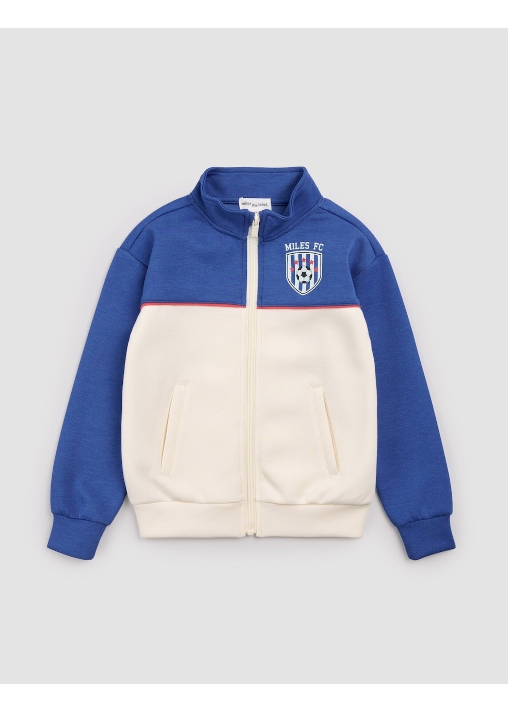 Miles the Label Miles the Label, Zip Up Mock Neck Sweatshirt || Royal Blue / Ivory