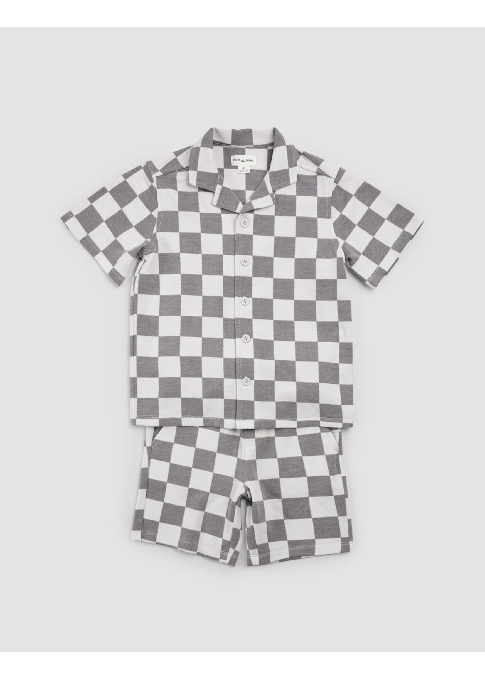 Miles the Label Miles the Label, Checkerboard Short Set || Dark Grey