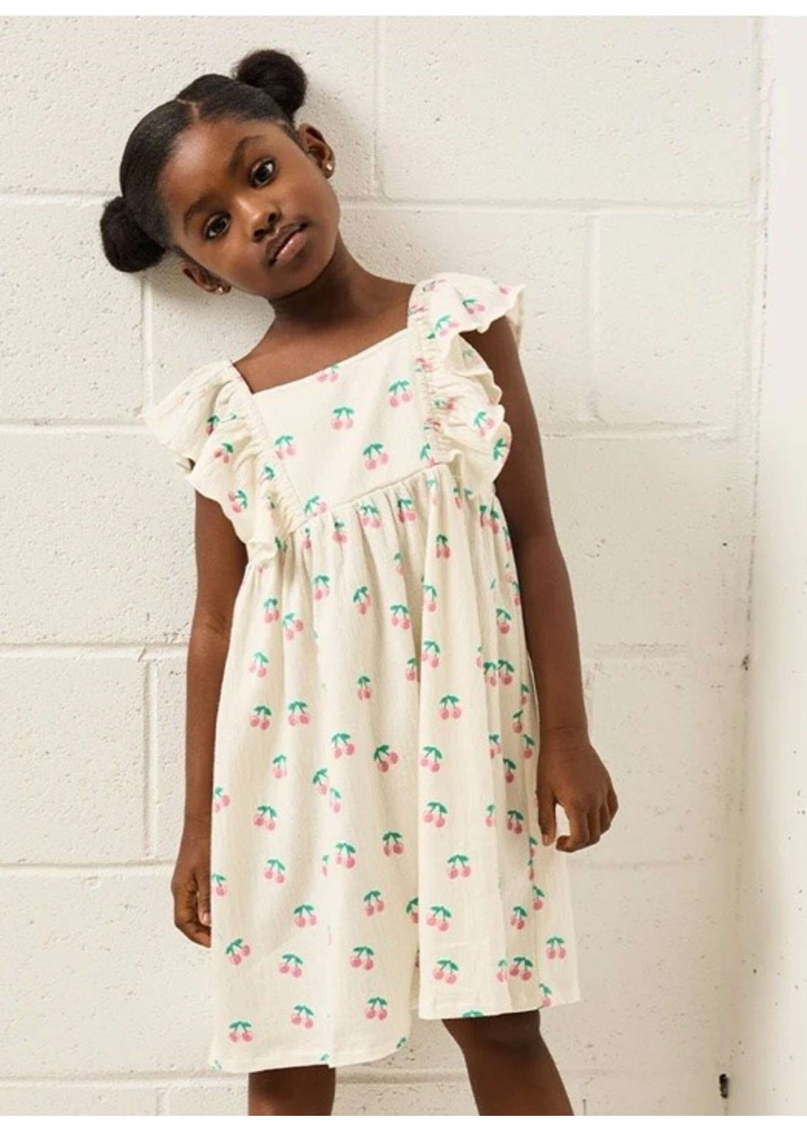 Miles the Label Miles the Label Cherrie Print Crinkle Jersey Dress || Ivory