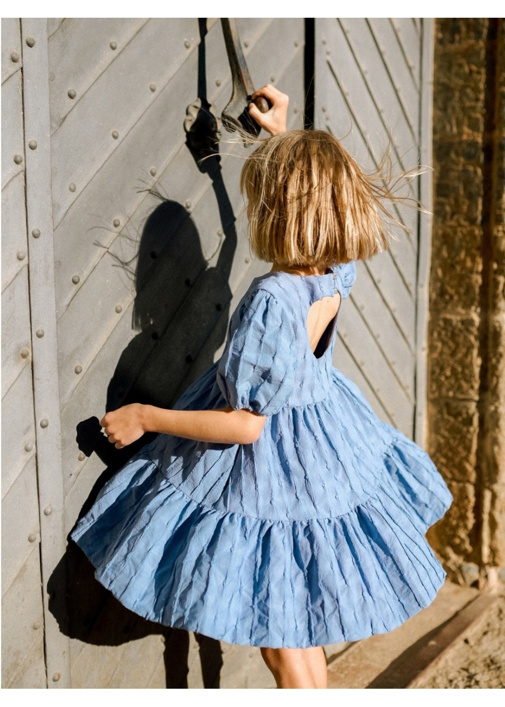 Tea Collection Tea Collection, Pleated Heartback Dress || Seal Grey