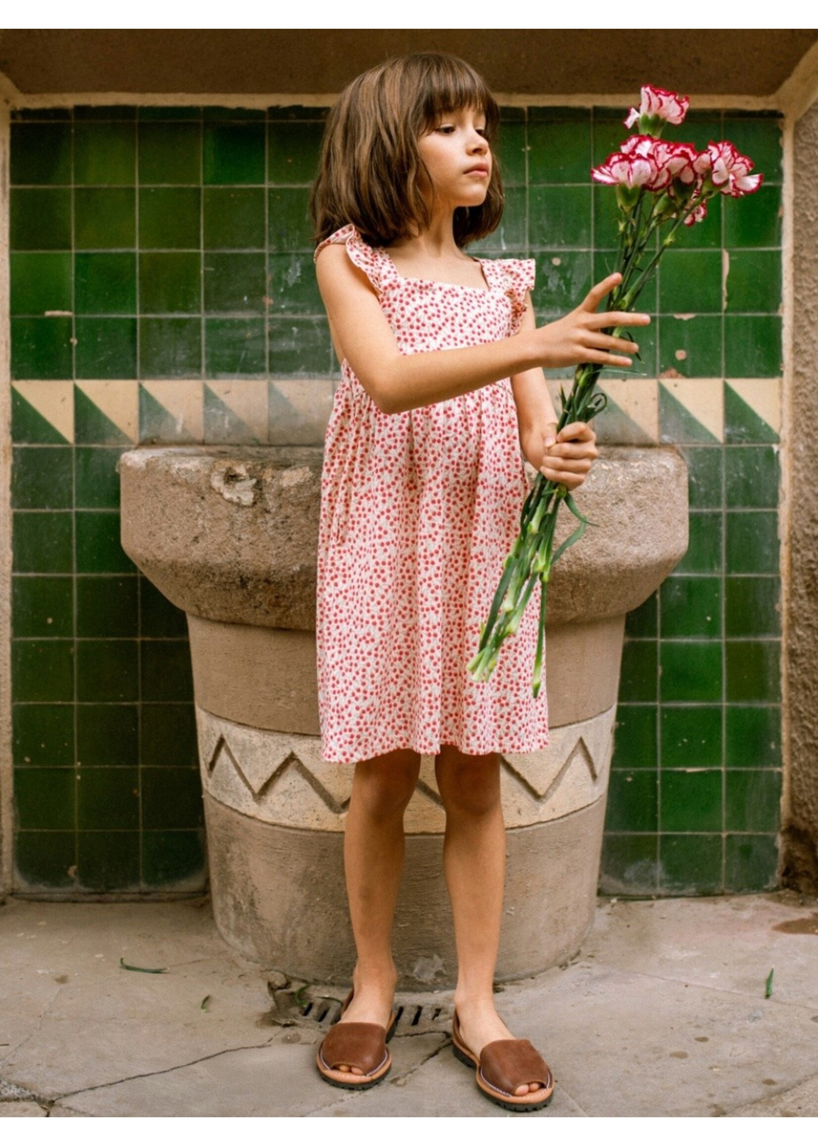 Tea Collection Tea Collection, Ruffle Strap Dress || Mini Rose Toss