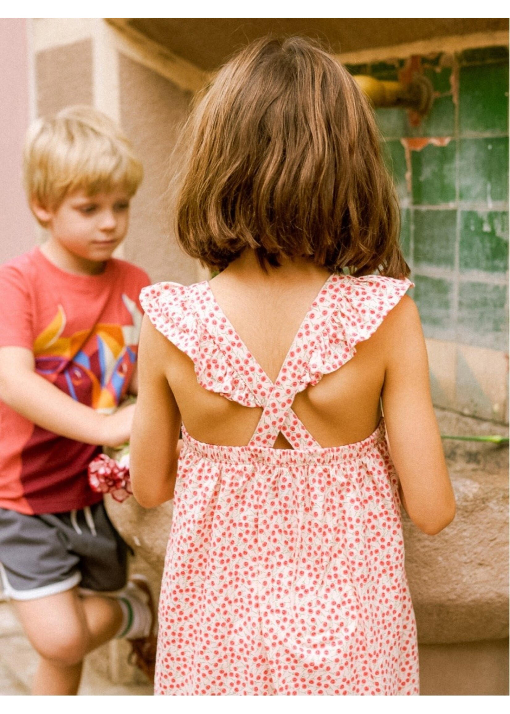 Tea Collection Tea Collection, Ruffle Strap Dress || Mini Rose Toss