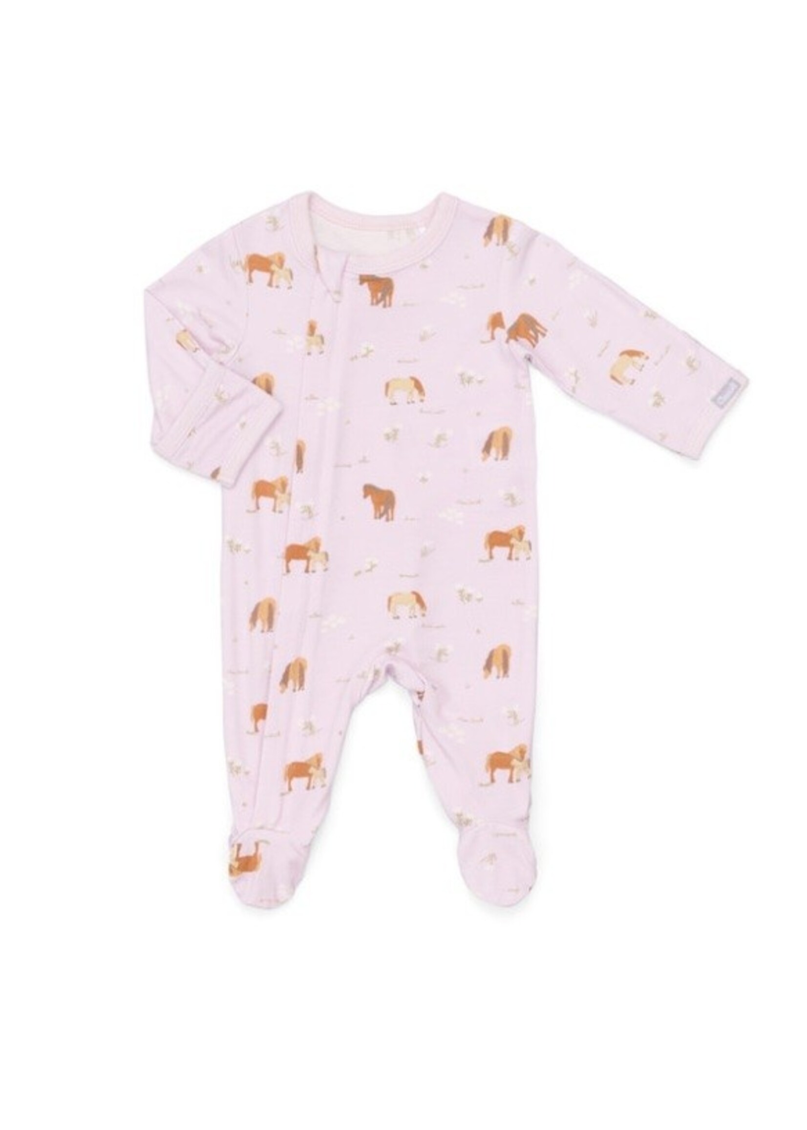 Coccoli Coccoli, Horse Print Modal Zipper Footie || Lilac