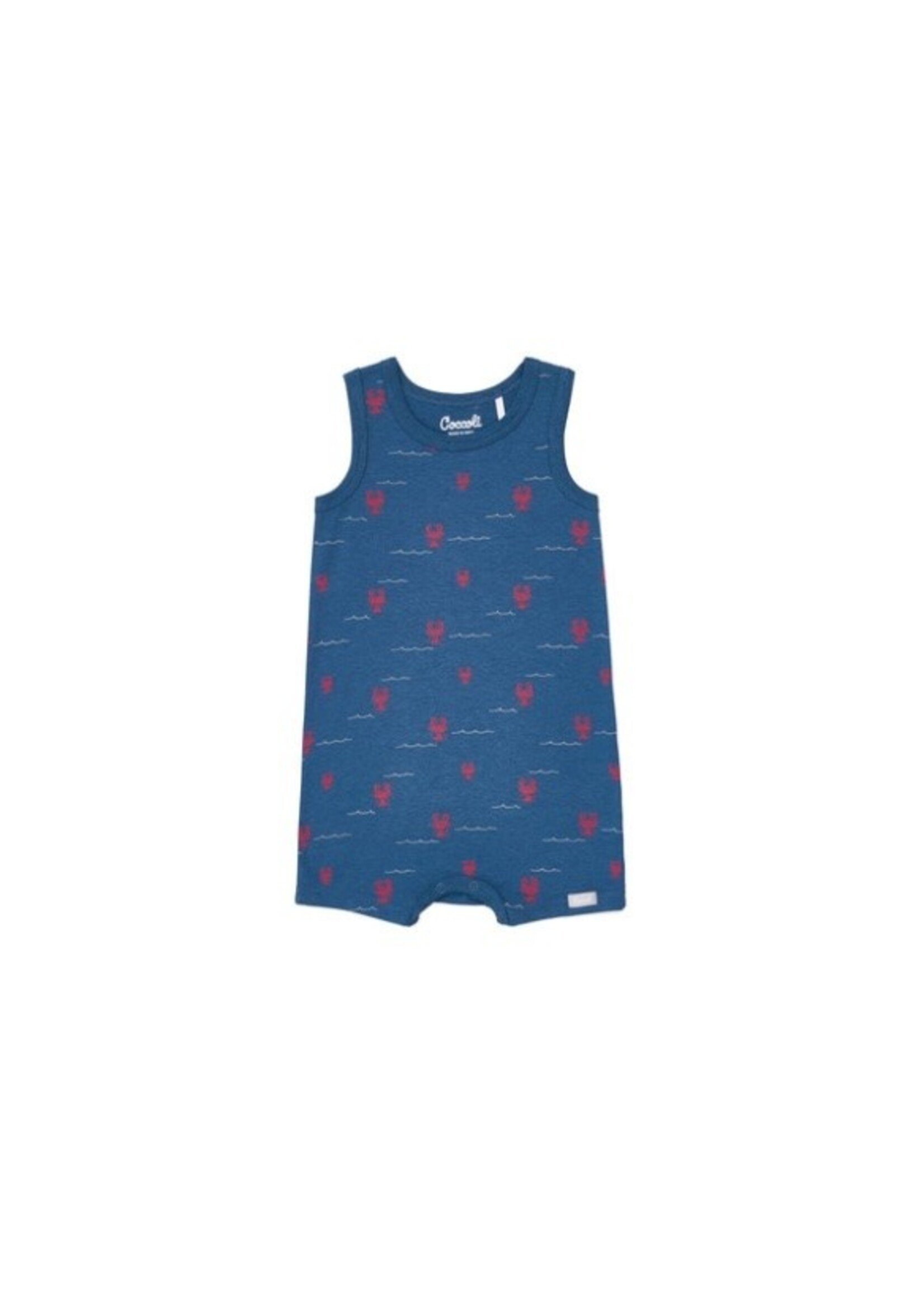Coccoli Coccoli Infant, Lobster Print Cotton-modal Romper || Majolica Blue