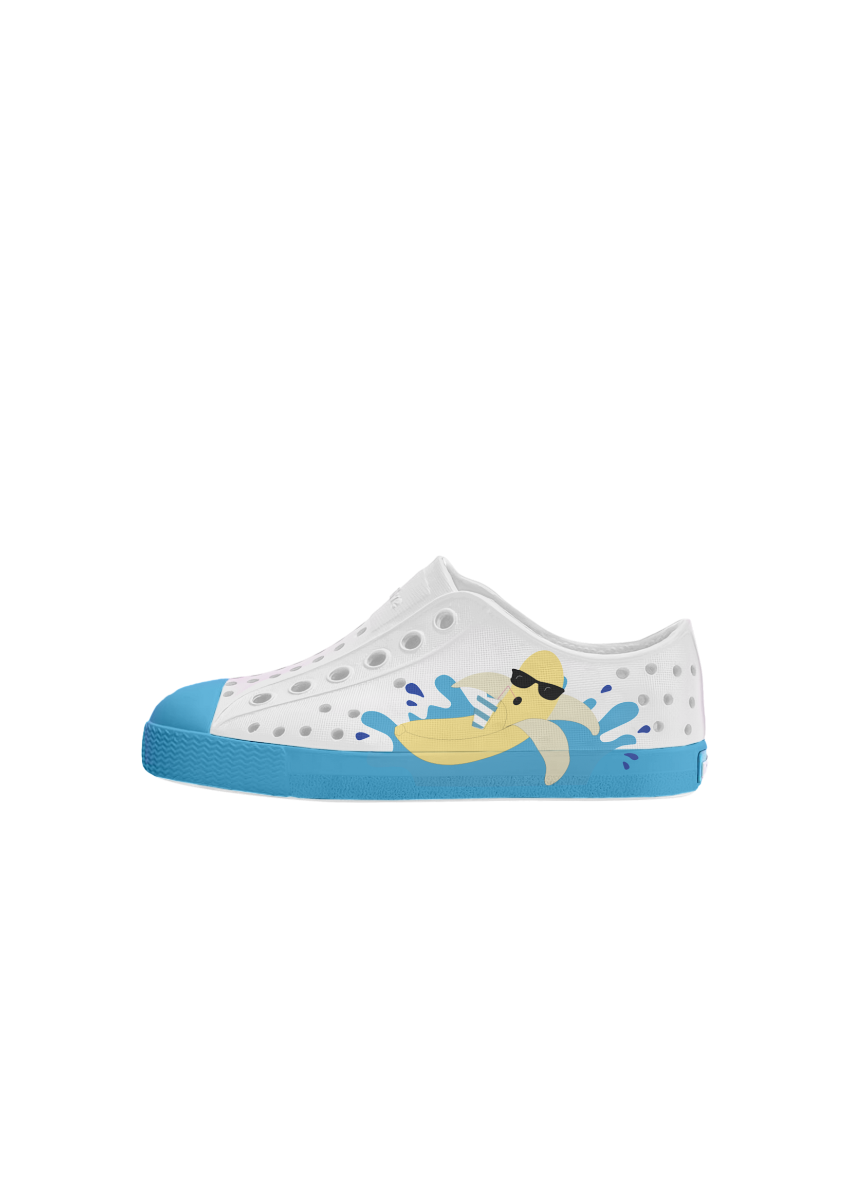 Native Shoes Native Shoes, Jefferson Block Child  || Shell White / Aquarius Blue / Banana
