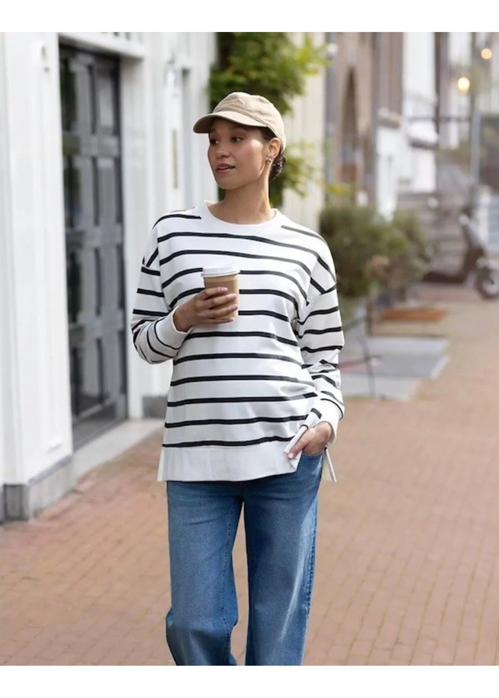 Noppies Maternity Noppies Maternity, Pepe Maternity& Nursing Sweatshirt|| Cream Stripe