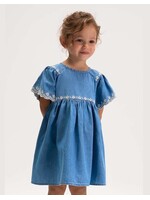 Mayoral Mayoral, Girl Embroidered Denim Dress || Medium Blue