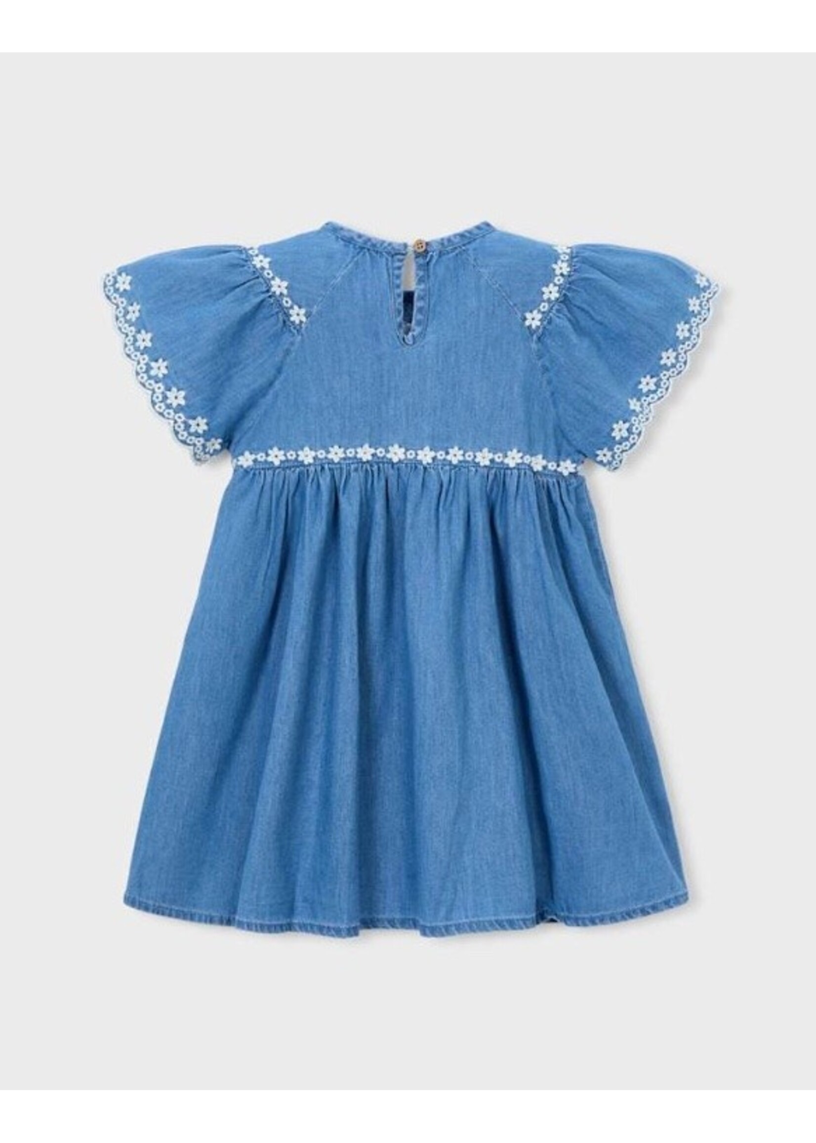 Mayoral Mayoral, Girl Embroidered Denim Dress || Medium Blue