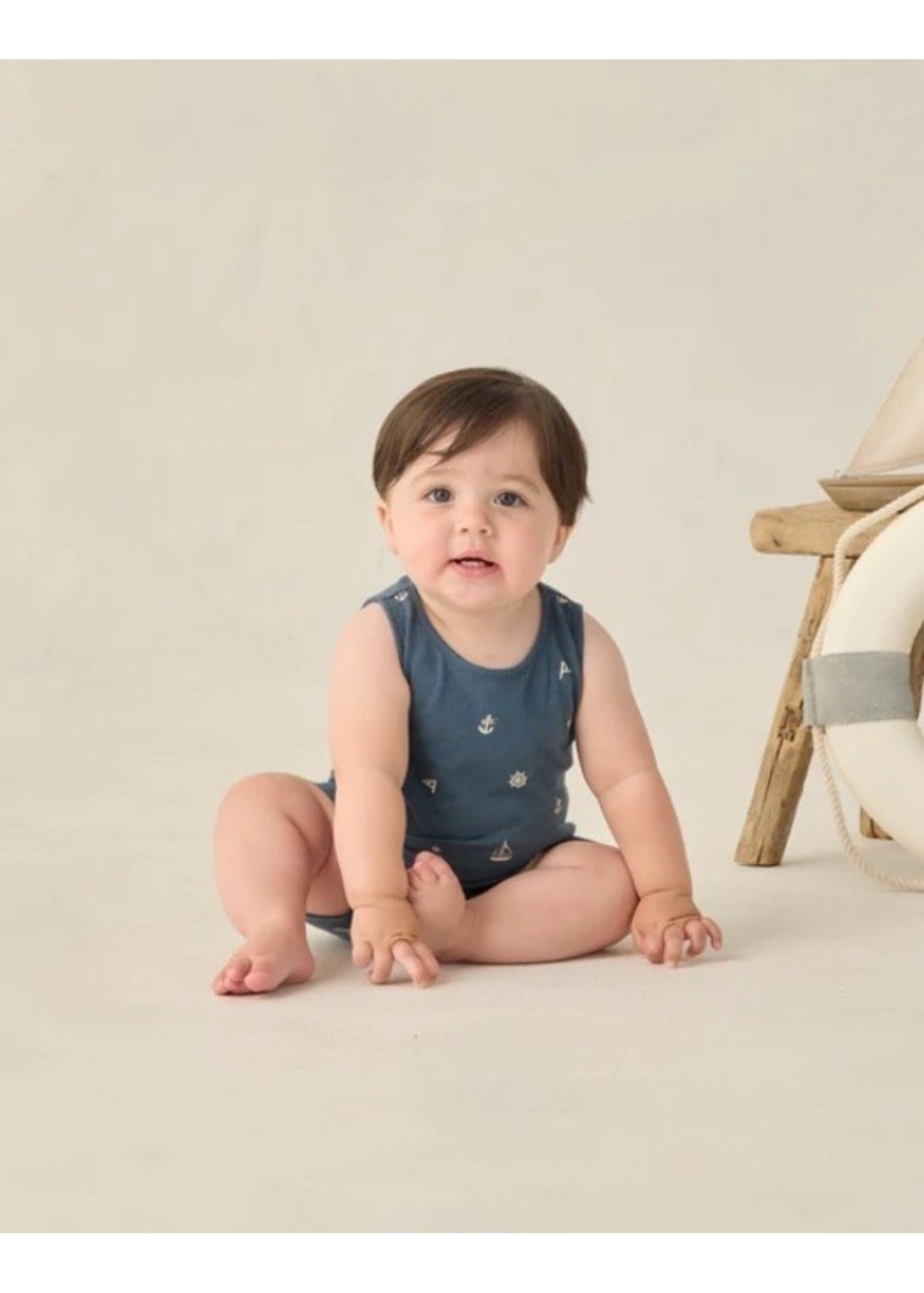 Rylee + Cru Rylee + Cru, Maritime Print Sleeveless One-Piece || Navy