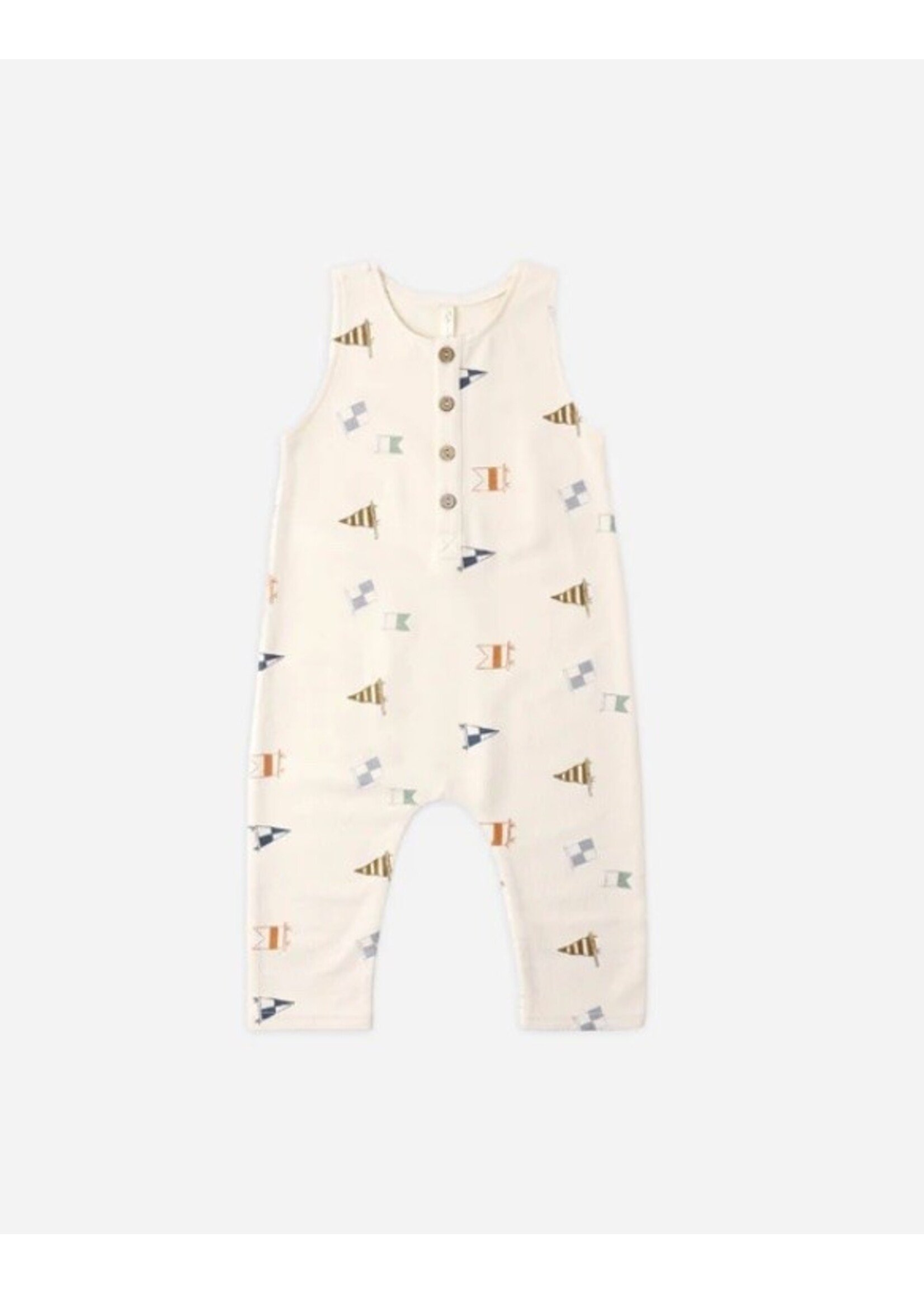 Rylee + Cru Rylee + Cru, Flag Print Terry Jumpsuit || Natural
