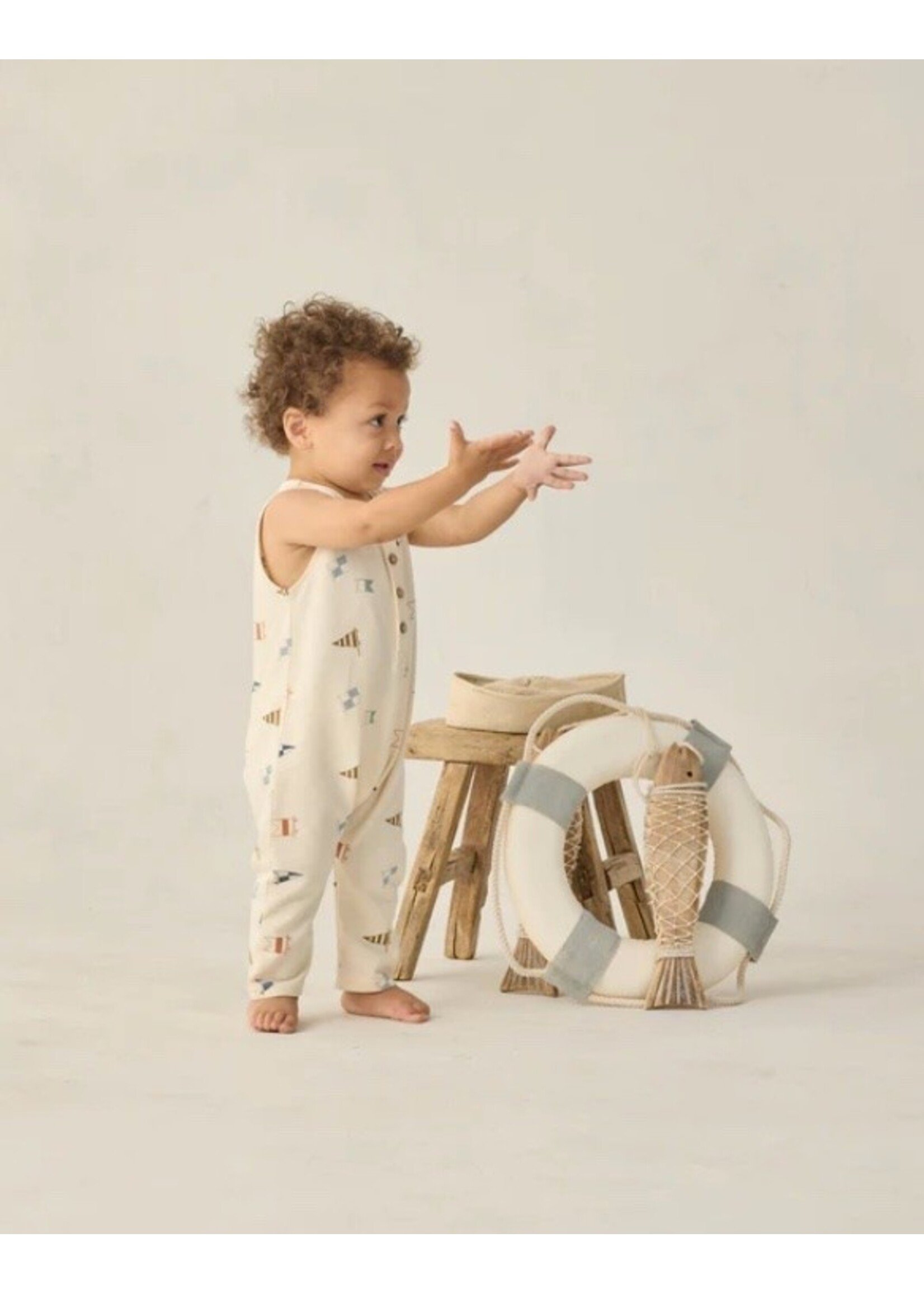 Rylee + Cru Rylee + Cru, Flag Print Terry Jumpsuit || Natural