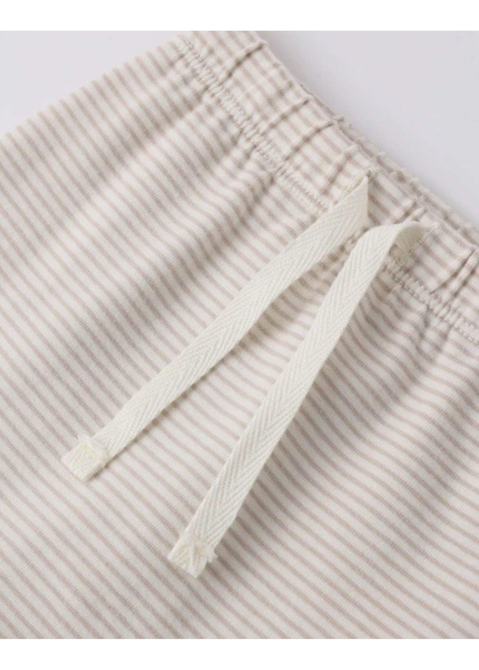 Quincy Mae Quincy Mae, Wrap Top + Footed Pant Set || Oat Micro Stripe