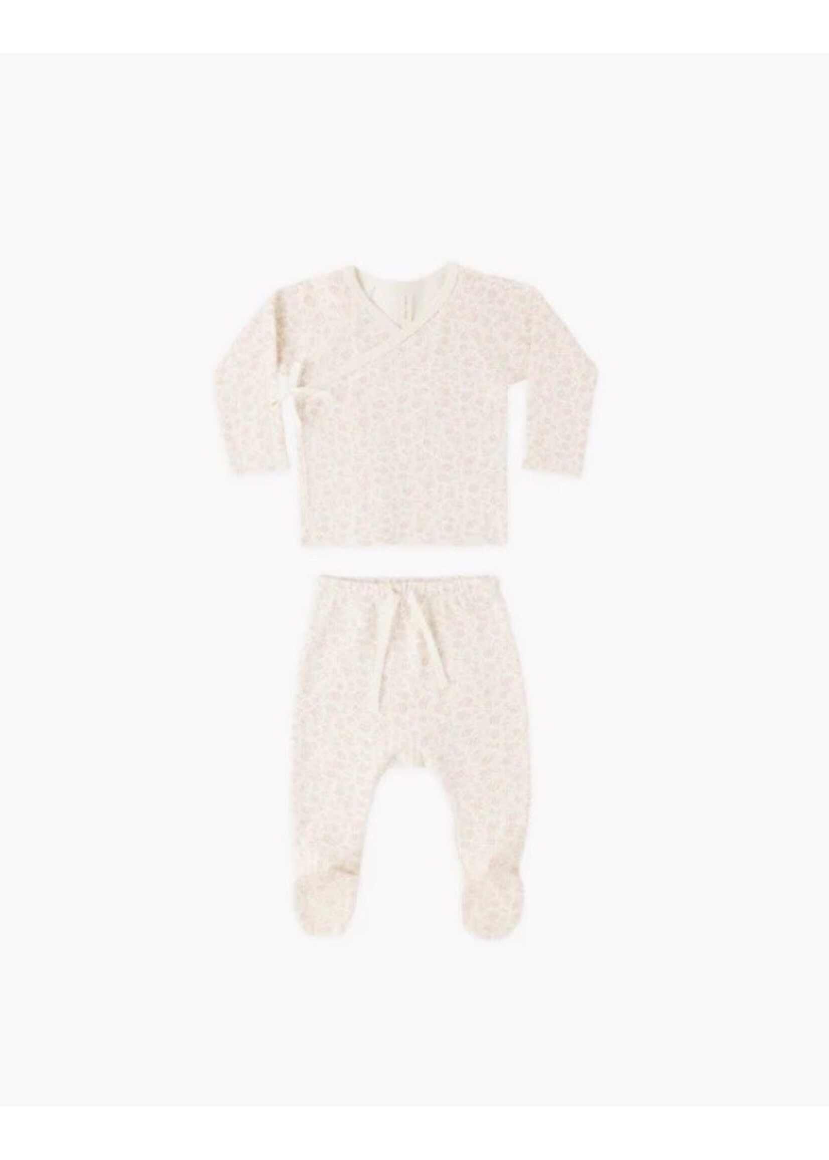 Quincy Mae Quincy Mae, Wrap Top + Footed Pant Set || Ditsy Floral