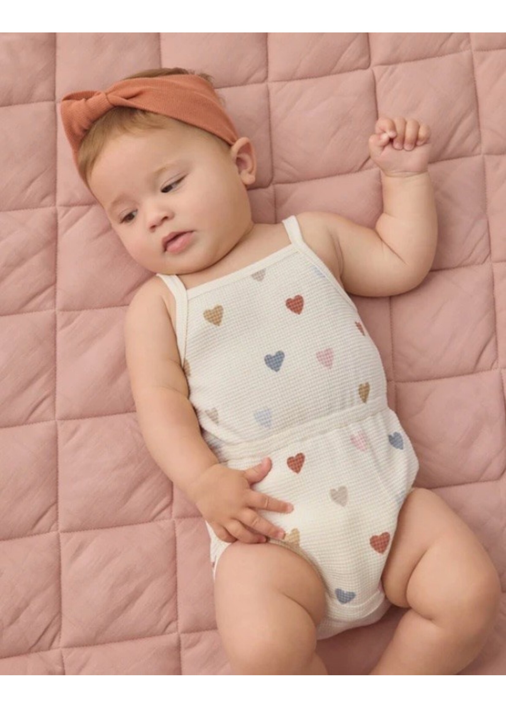 Quincy Mae Quincy Mae, Waffle Cinch Romper || Confetti Hearts