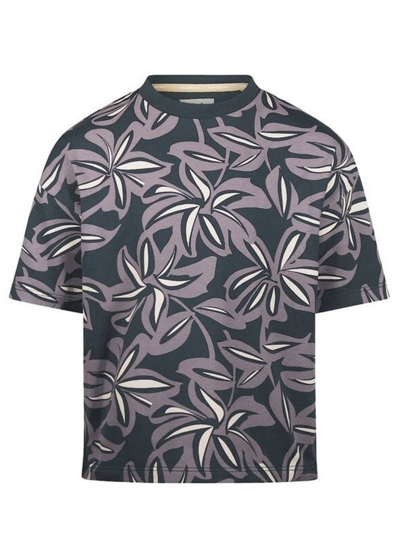 Koko Noko Koko Noko, Boys' Leaf Print T-shirt || Dark Blue Purple