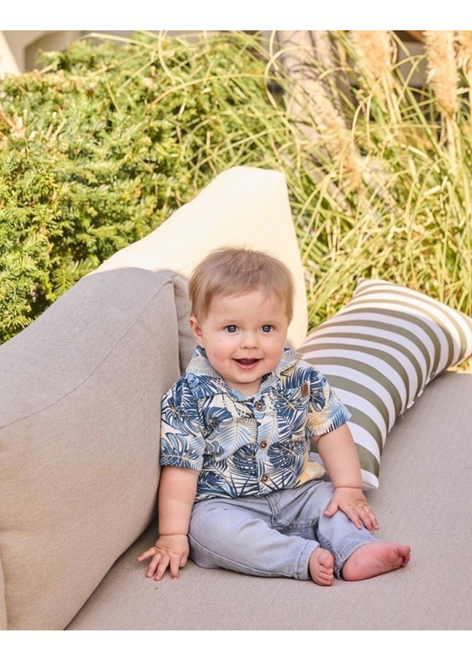 Dirkje Dirkje, Boys' Tropical Print Shirt || Dark Blue