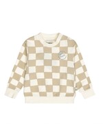 Dirkje Dirkje, Boys' Loose Fit Sweatshirt || Off-White Sand Checked