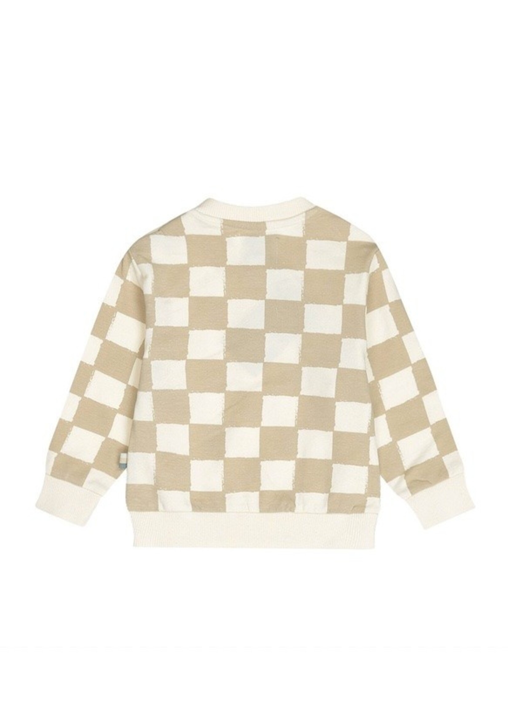 Dirkje Dirkje, Boys' Loose Fit Sweatshirt || Off-White Sand Checked