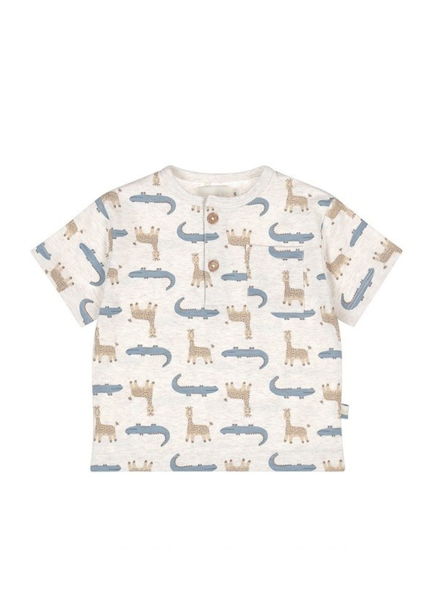 Dirkje Dirkje, Boys' Animal Print T-shirt || Off-White Blue