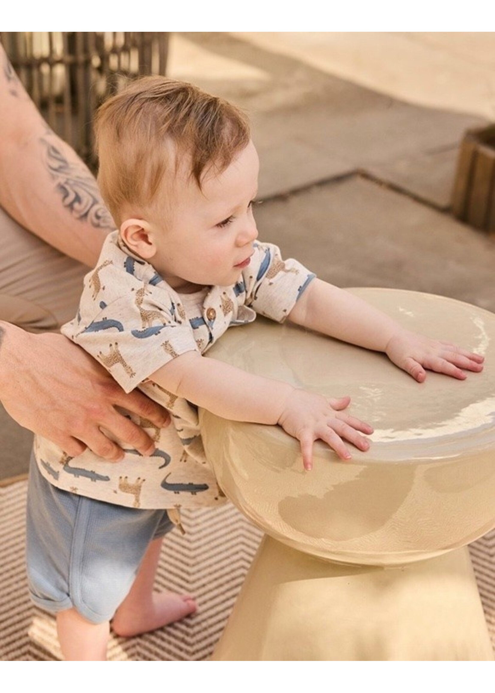 Dirkje Dirkje, Boys' Animal Print T-shirt || Off-White Blue