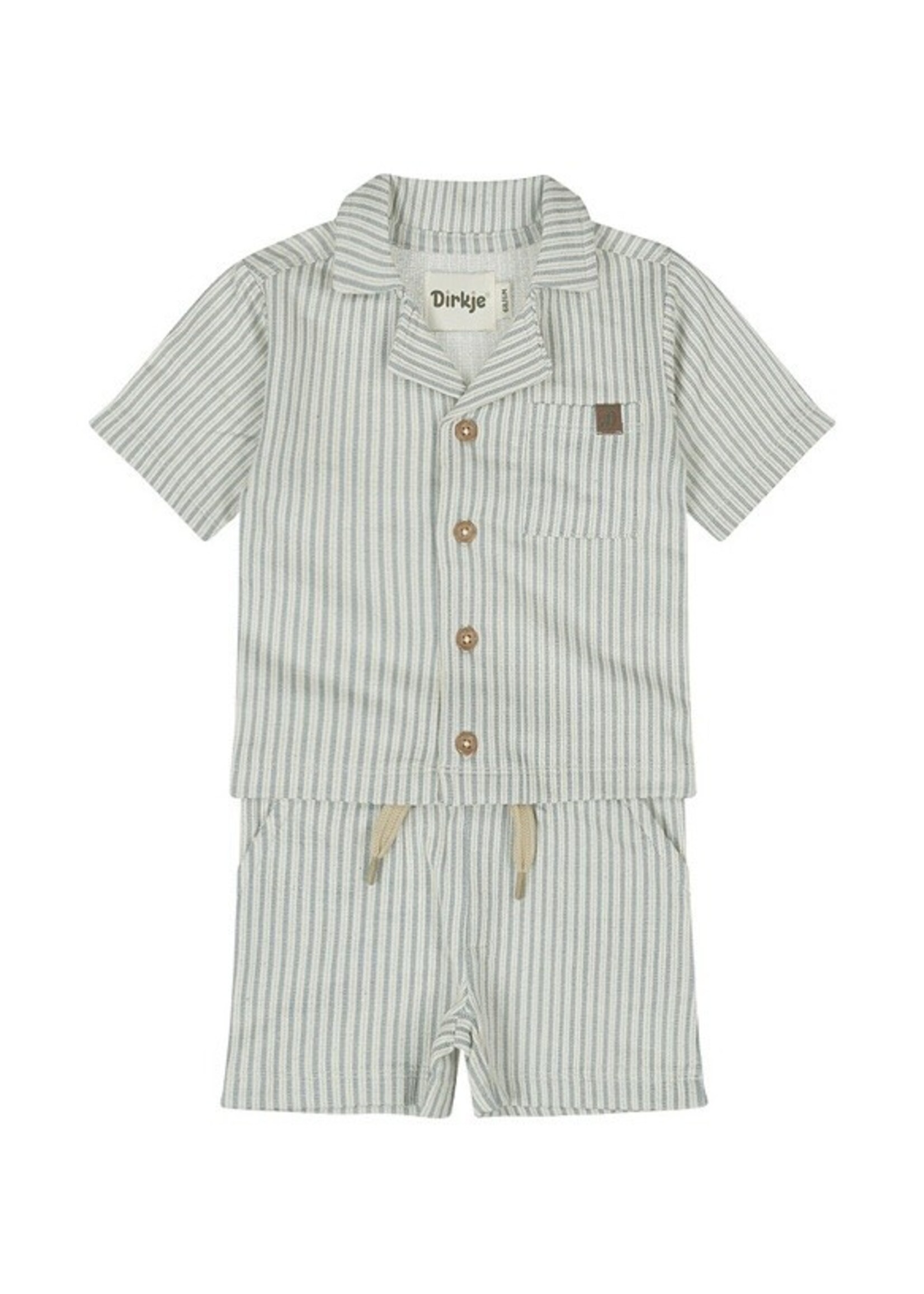 Dirkje Dirkje, Boys' Co-ord Shirt and Shorts Set || Blue White Seersucker