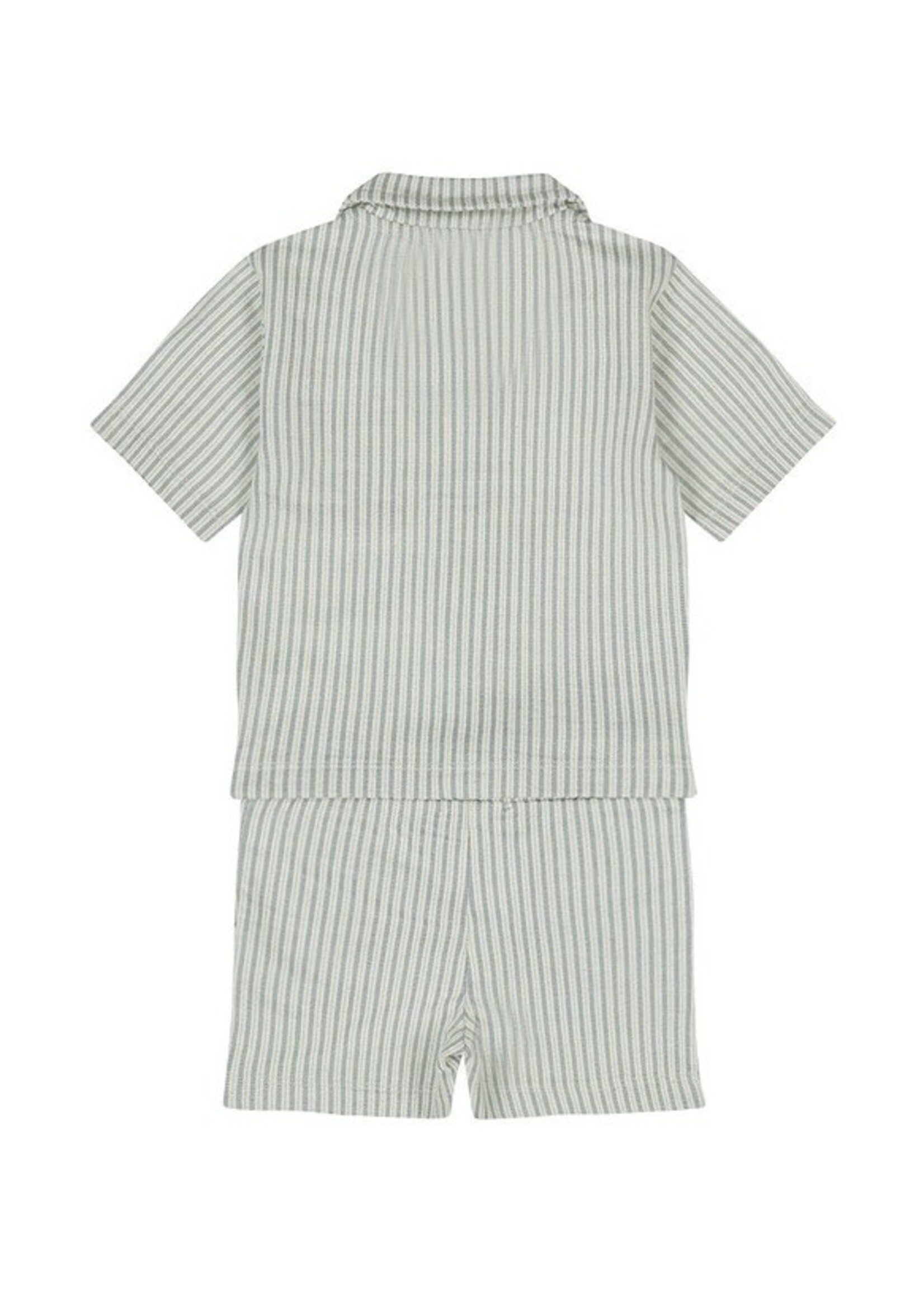 Dirkje Dirkje, Boys' Co-ord Shirt and Shorts Set || Blue White Seersucker