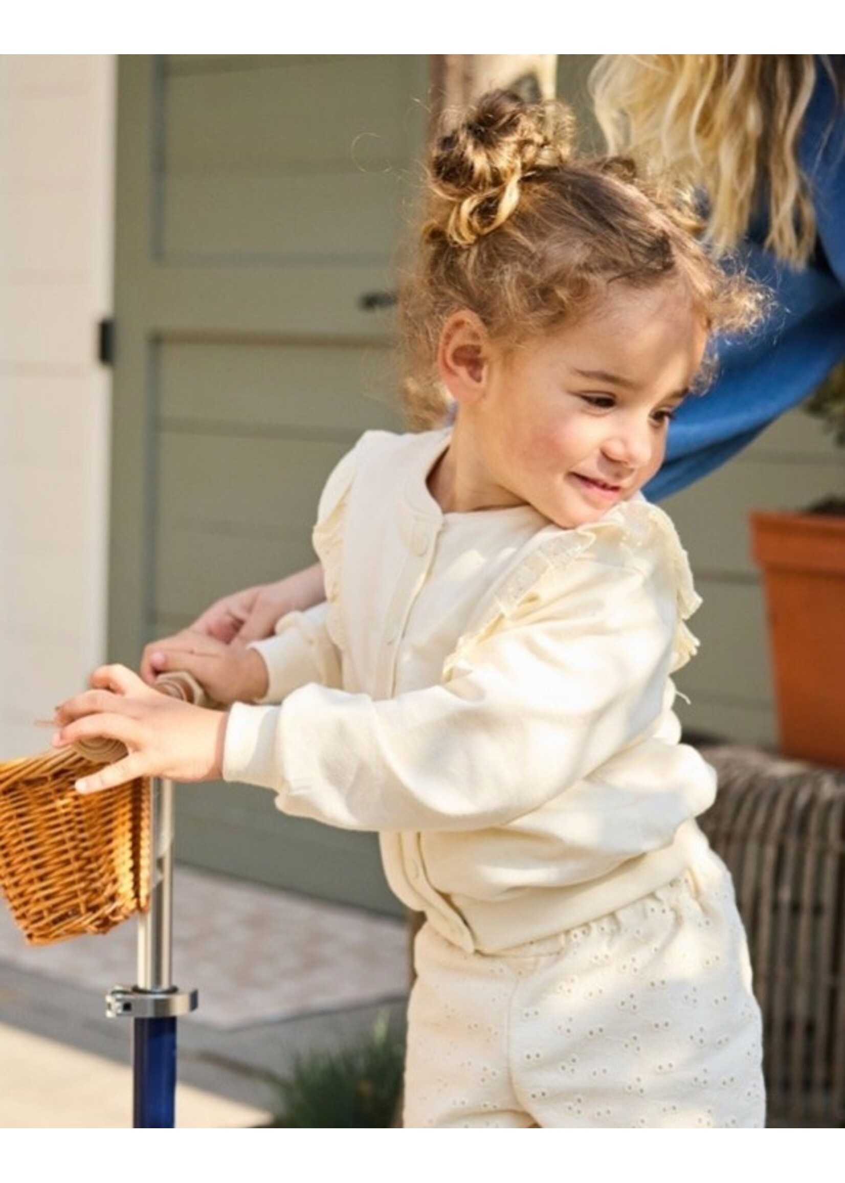 Dirkje Dirkje, Girls' Loose Fit Cardigan  || Off-White Embroidery