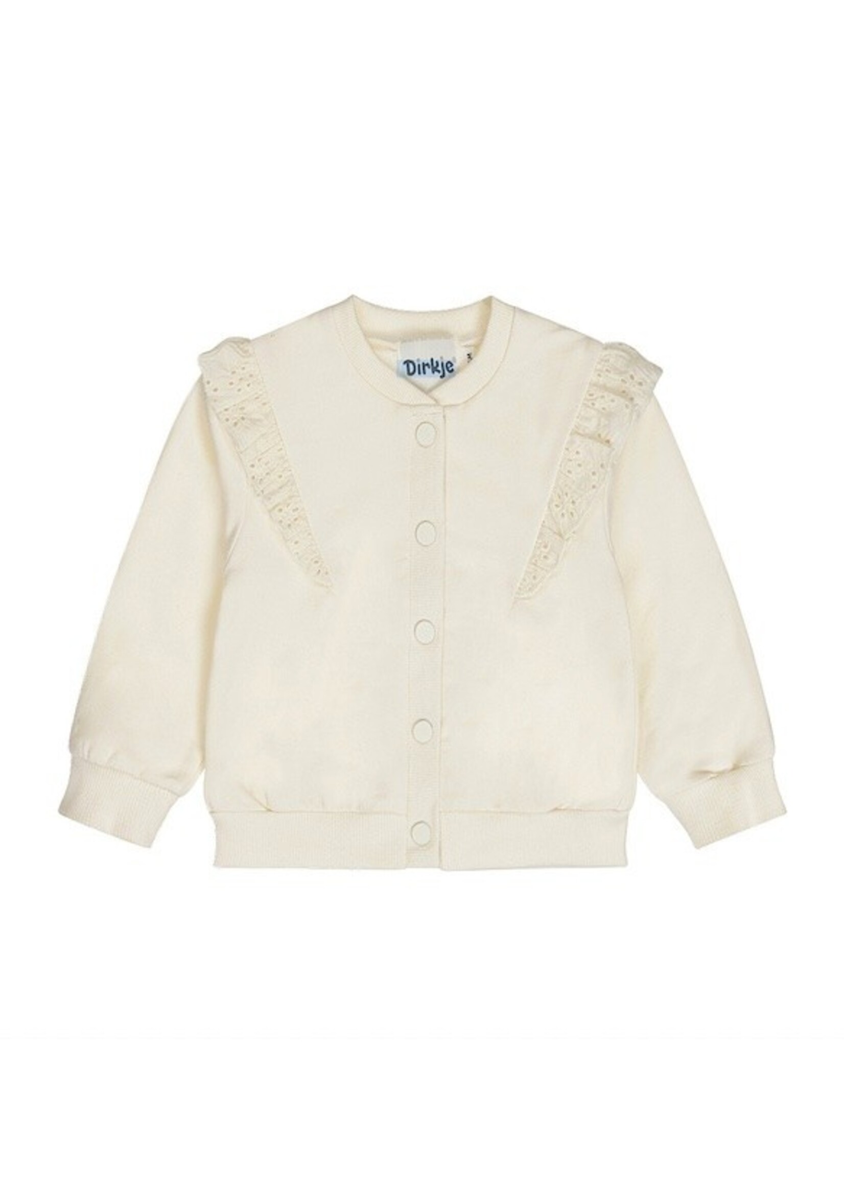 Dirkje Dirkje, Girls' Loose Fit Cardigan  || Off-White Embroidery