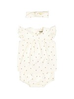Dirkje Dirkje, Girls' Baby Ladybug Dress, Diaper Cover & Headband || Off-White