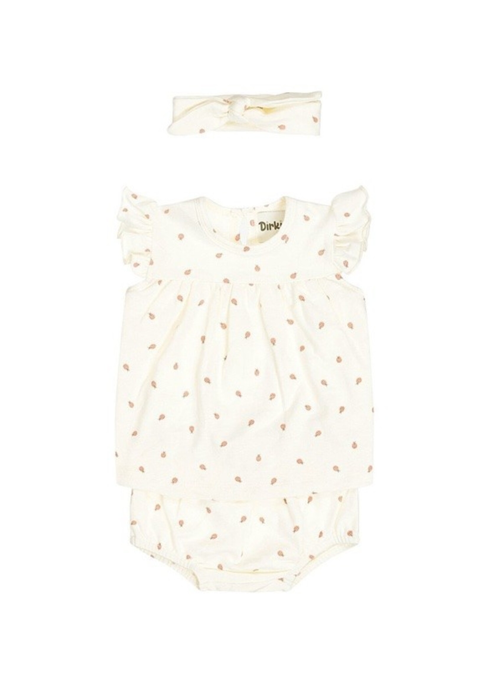 Dirkje Dirkje, Girls' Baby Ladybug Dress, Diaper Cover & Headband || Off-White