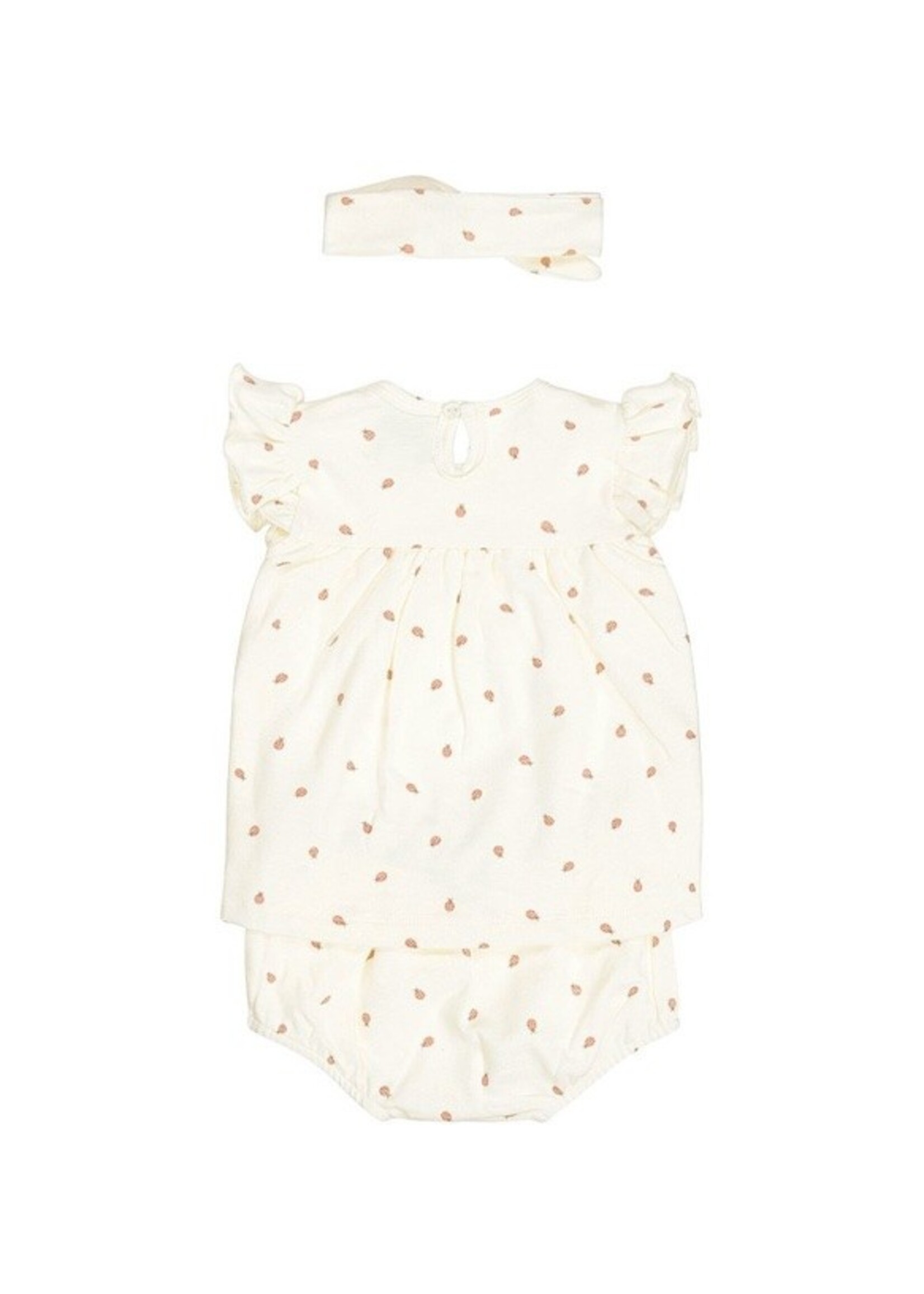 Dirkje Dirkje, Girls' Baby Ladybug Dress, Diaper Cover & Headband || Off-White