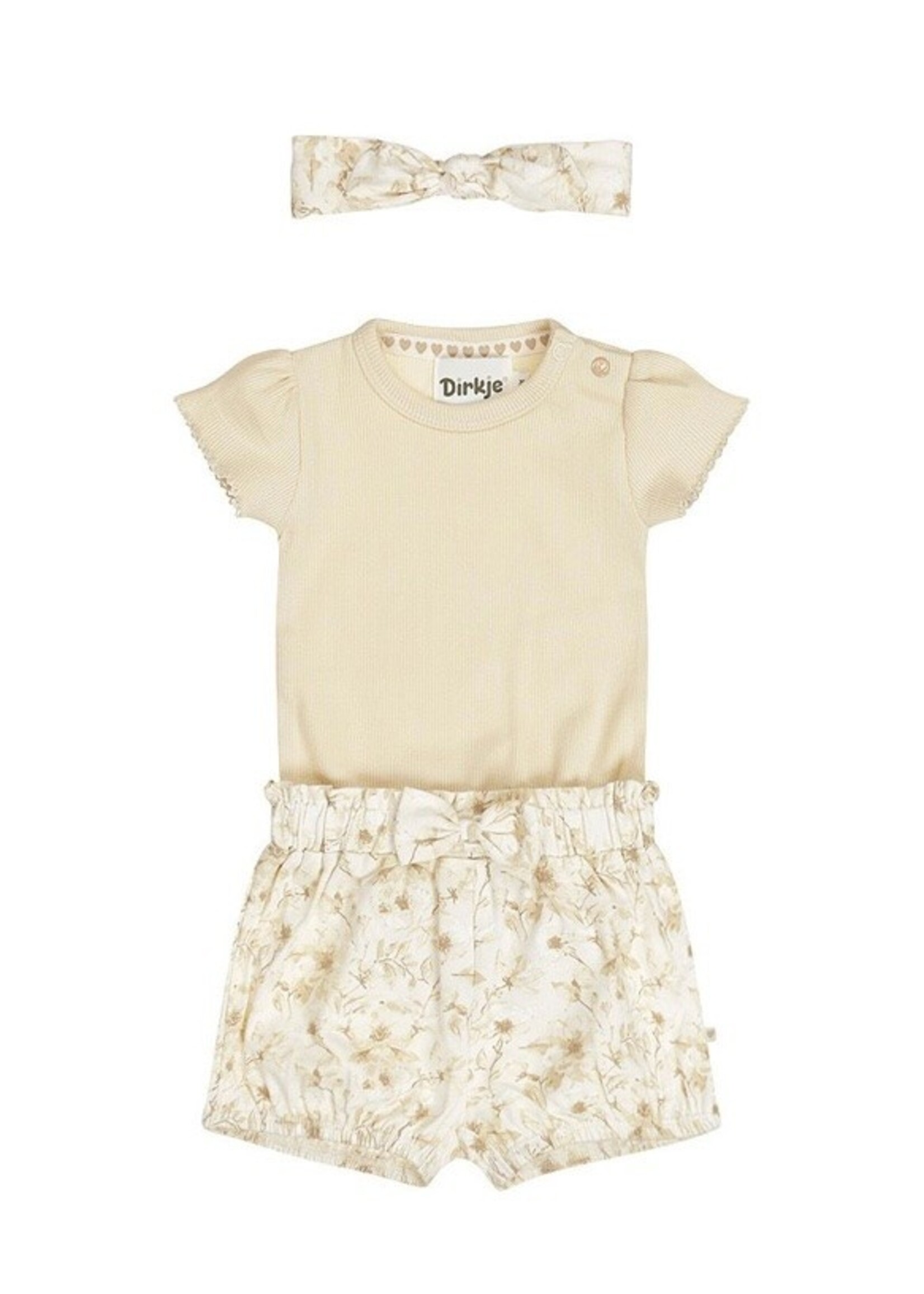 Dirkje Dirkje, Baby Romper, Shorts & Headband Set || off-white