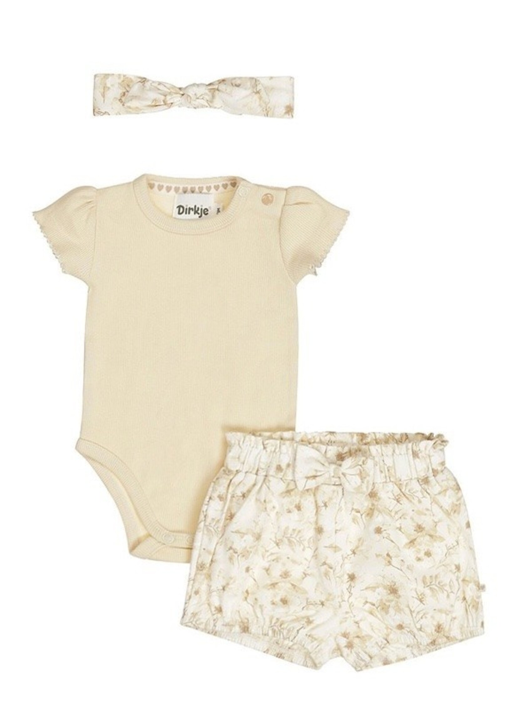Dirkje Dirkje, Baby Romper, Shorts & Headband Set || off-white