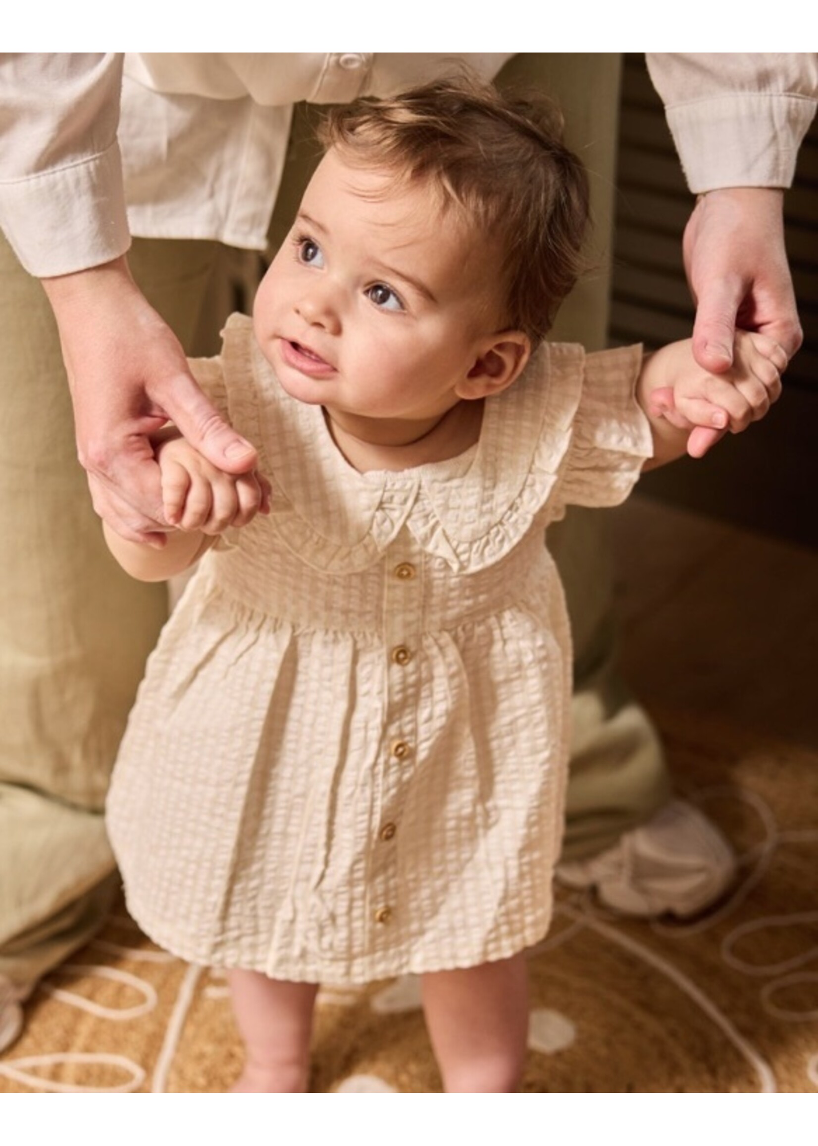 Dirkje Dirkje,  Organic Baby Dress & Headband || Sand