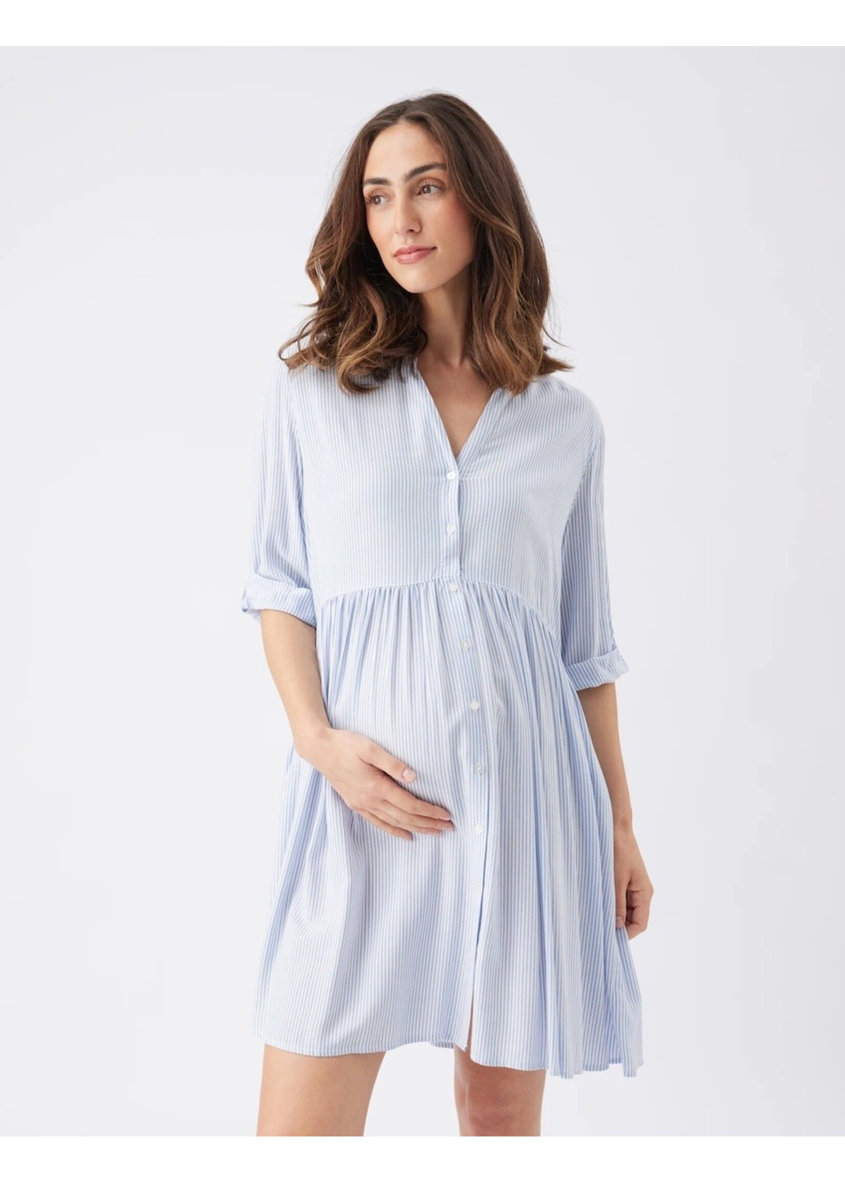 Ripe Maternity Ripe Maternity, Sam Stripe Dress || Sky Blue / White
