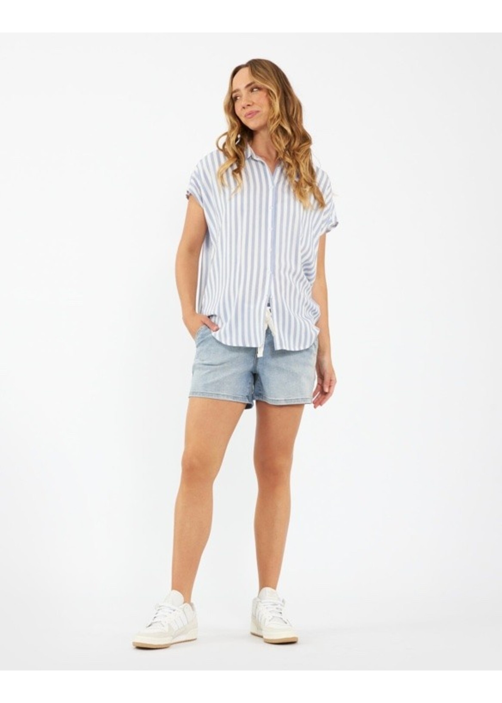 Ripe Maternity Ripe Maternity, Quinn Relaxed Shirt || Blue & White Stripe