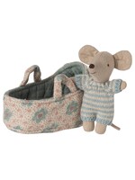 Maileg Maileg, Baby Mouse in Carrycot || Blue