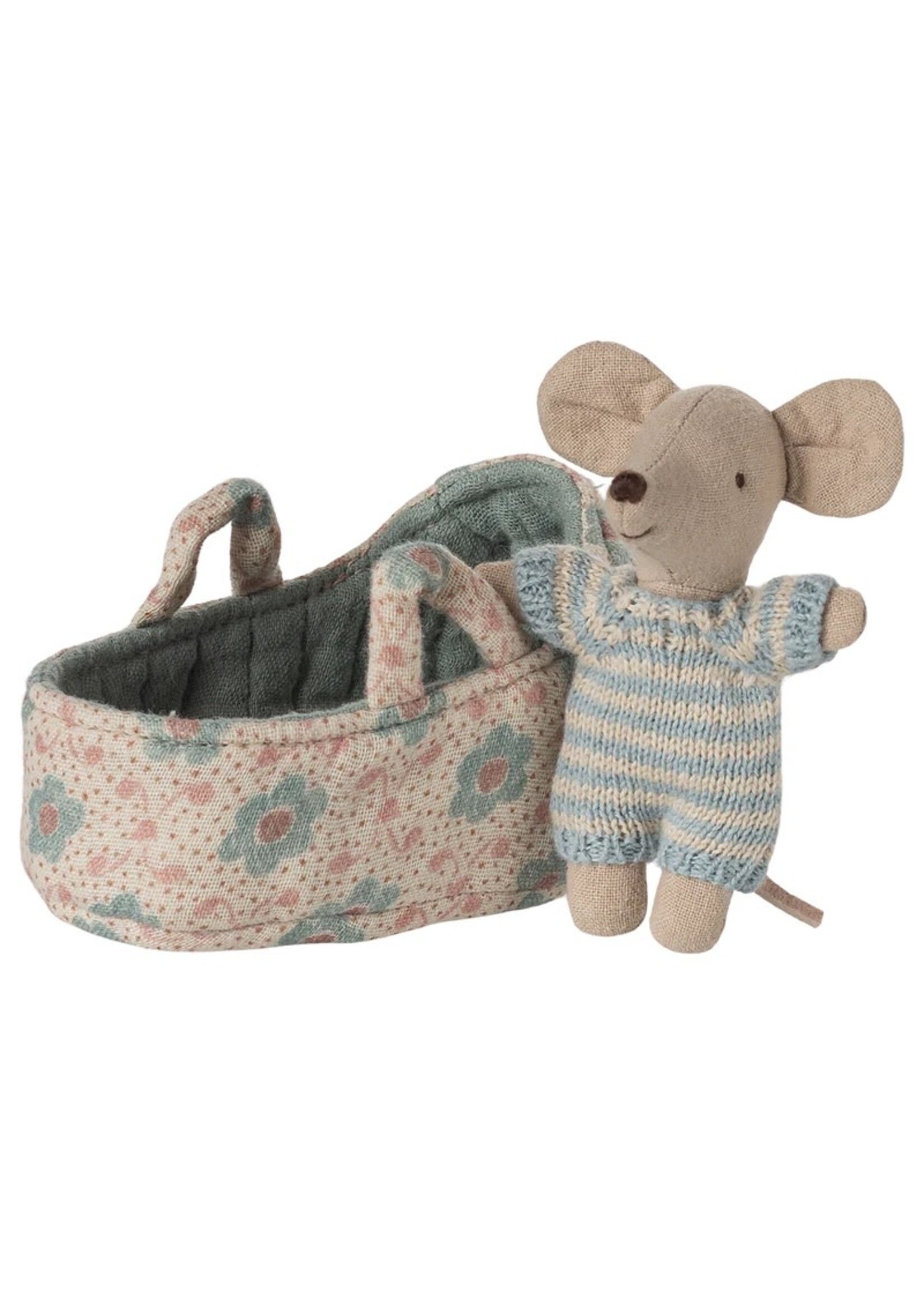 Maileg Maileg, Baby Mouse in Carrycot || Blue