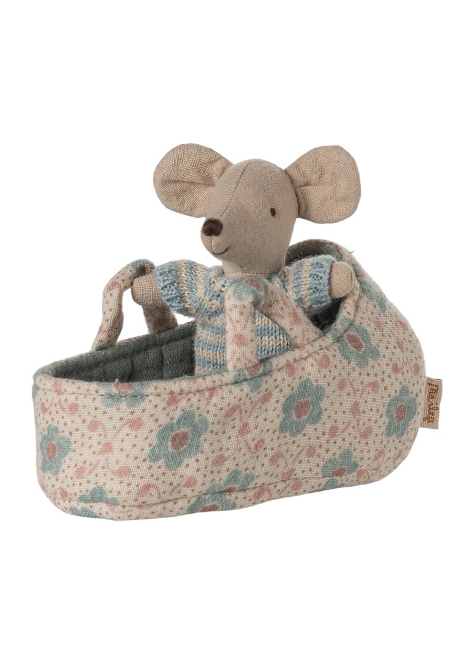 Maileg Maileg, Baby Mouse in Carrycot || Blue