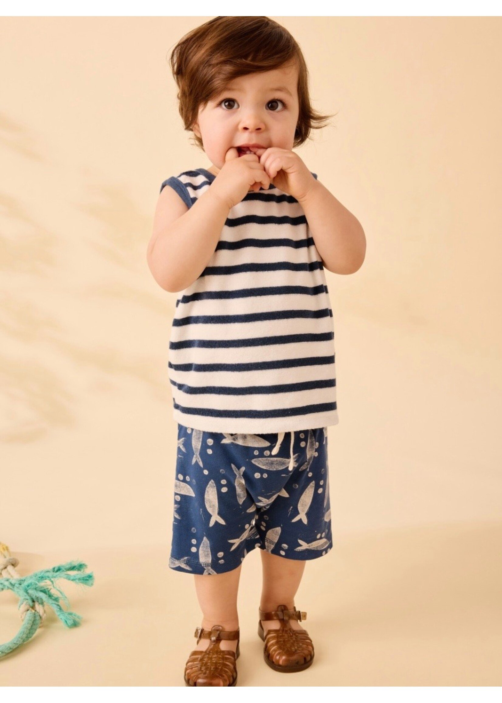 Tea Collection Tea Collection, Terrycloth Tank & Shorts Baby Set || Naval Blue