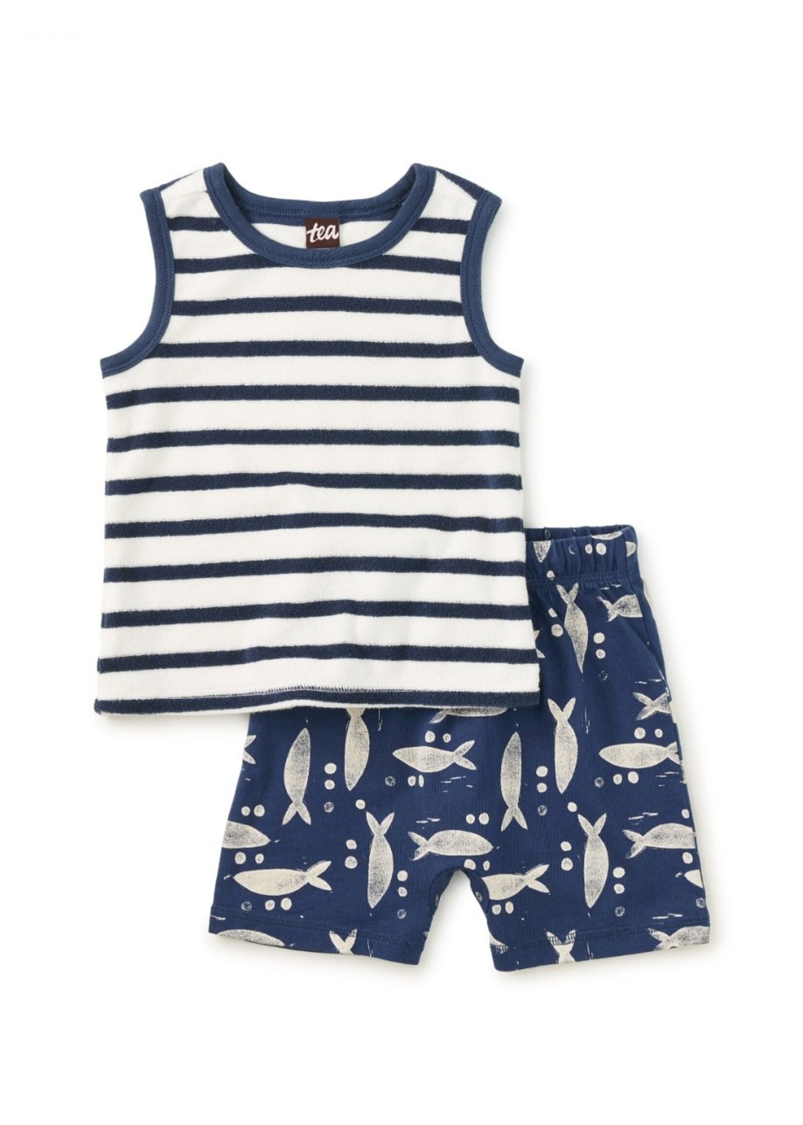 Tea Collection Tea Collection, Terrycloth Tank & Shorts Baby Set || Naval Blue