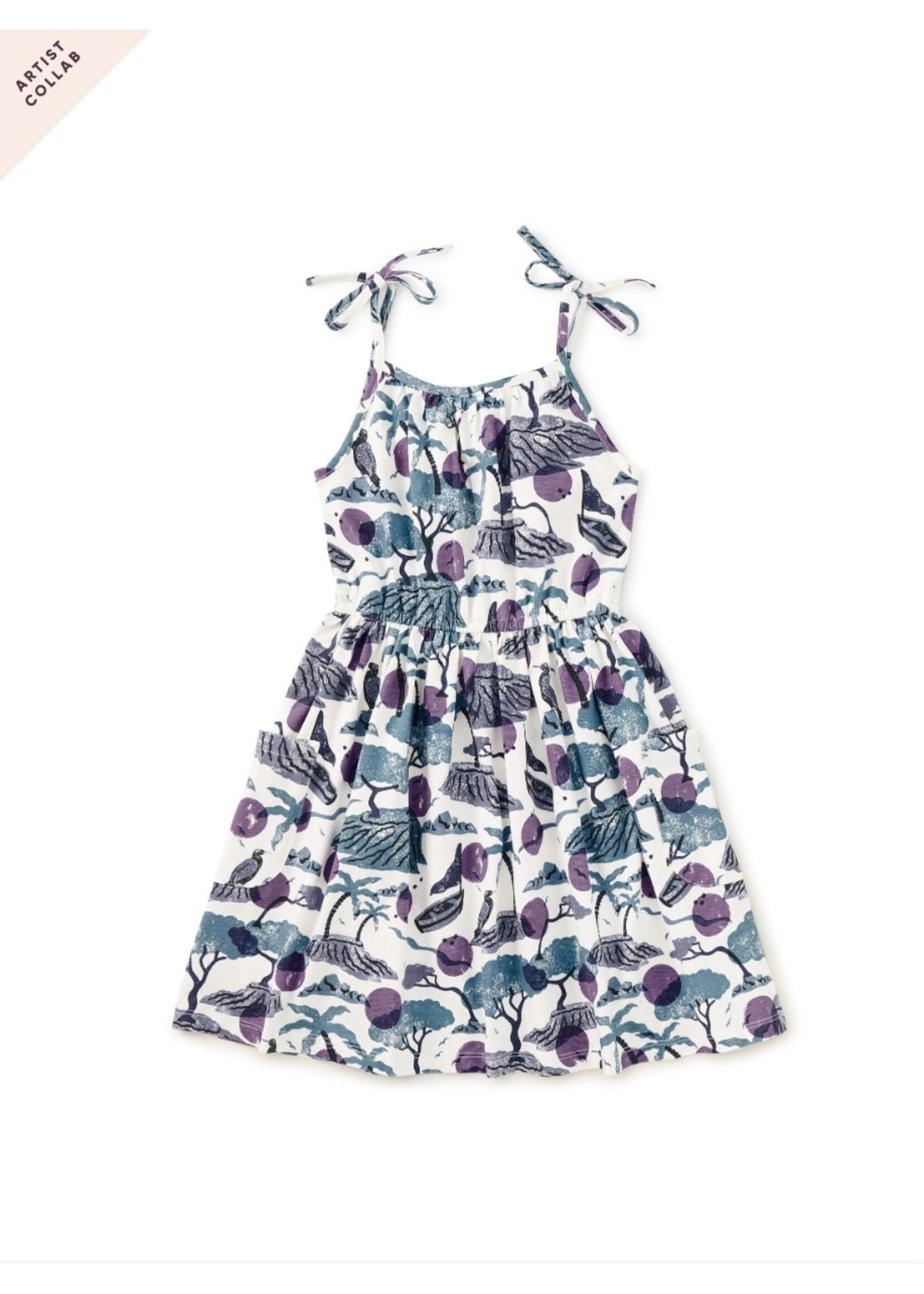 Tea Collection Tea Collection,  Tie Shoulder Twirl Dress || Costa Brava