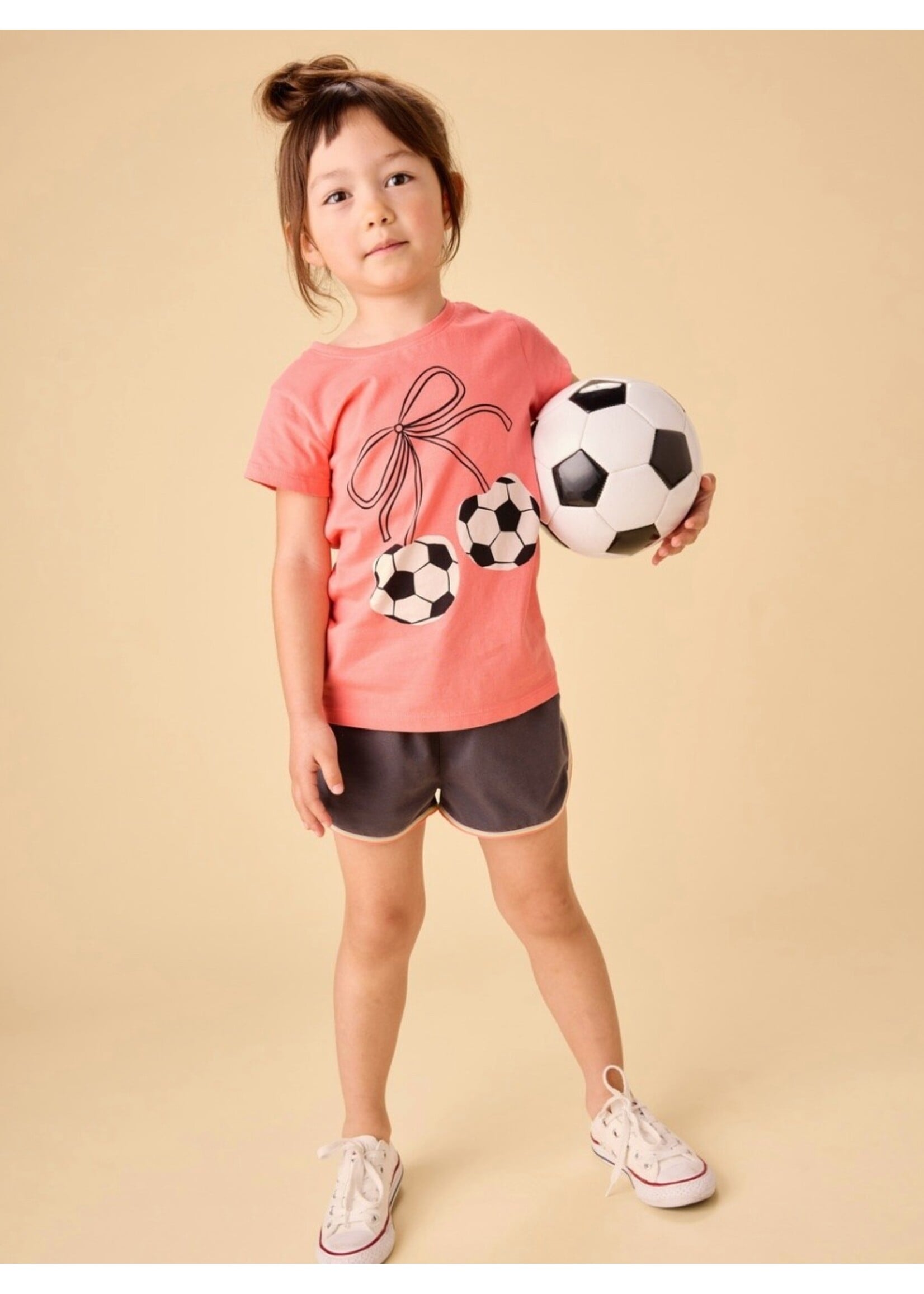 Tea Collection Tea Collection, Soccer Bow Graphic Tee || Sunset Pink