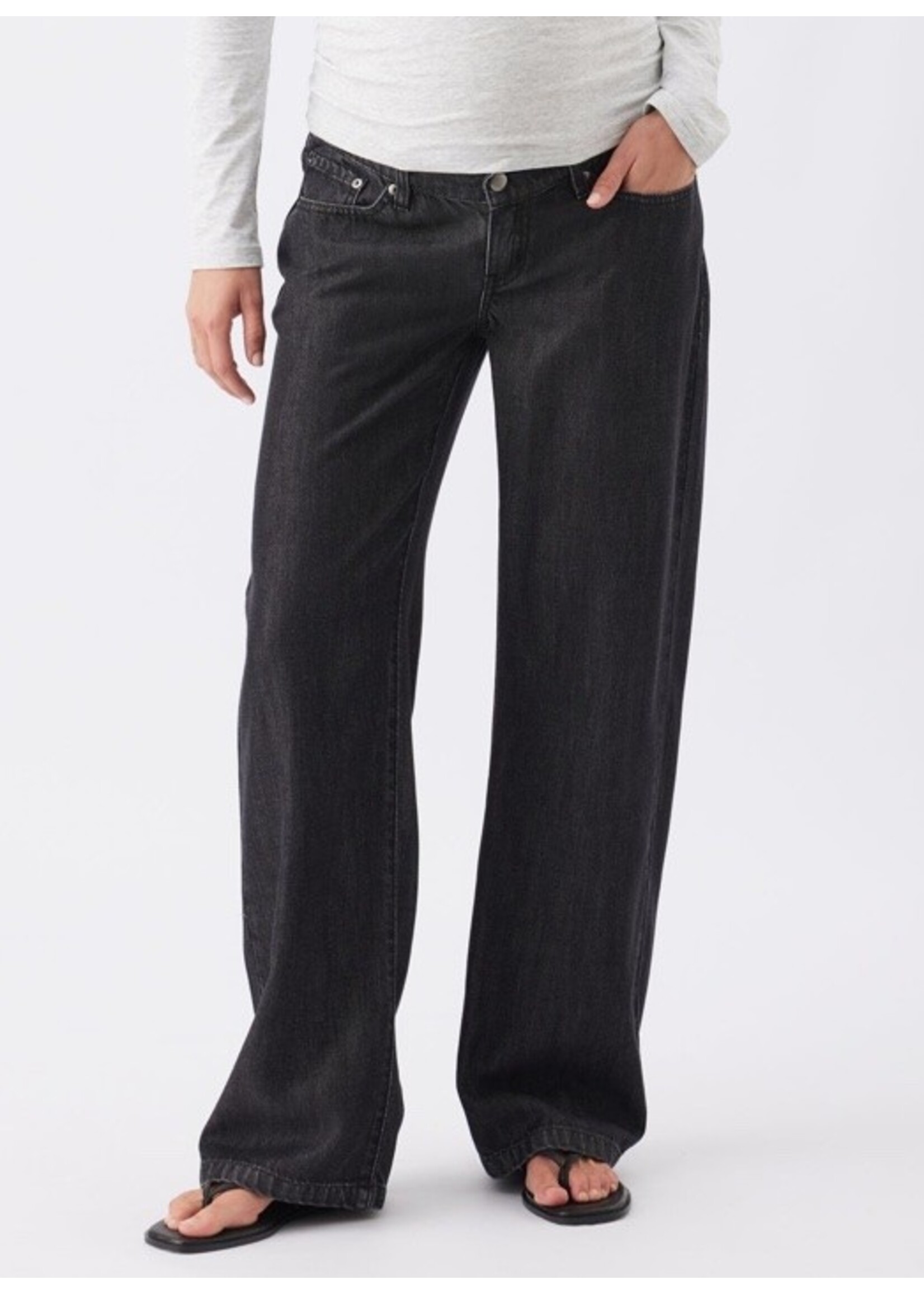 Ripe Maternity Ripe Maternity, Billie Wide Leg Elastic Waist Jean || Black