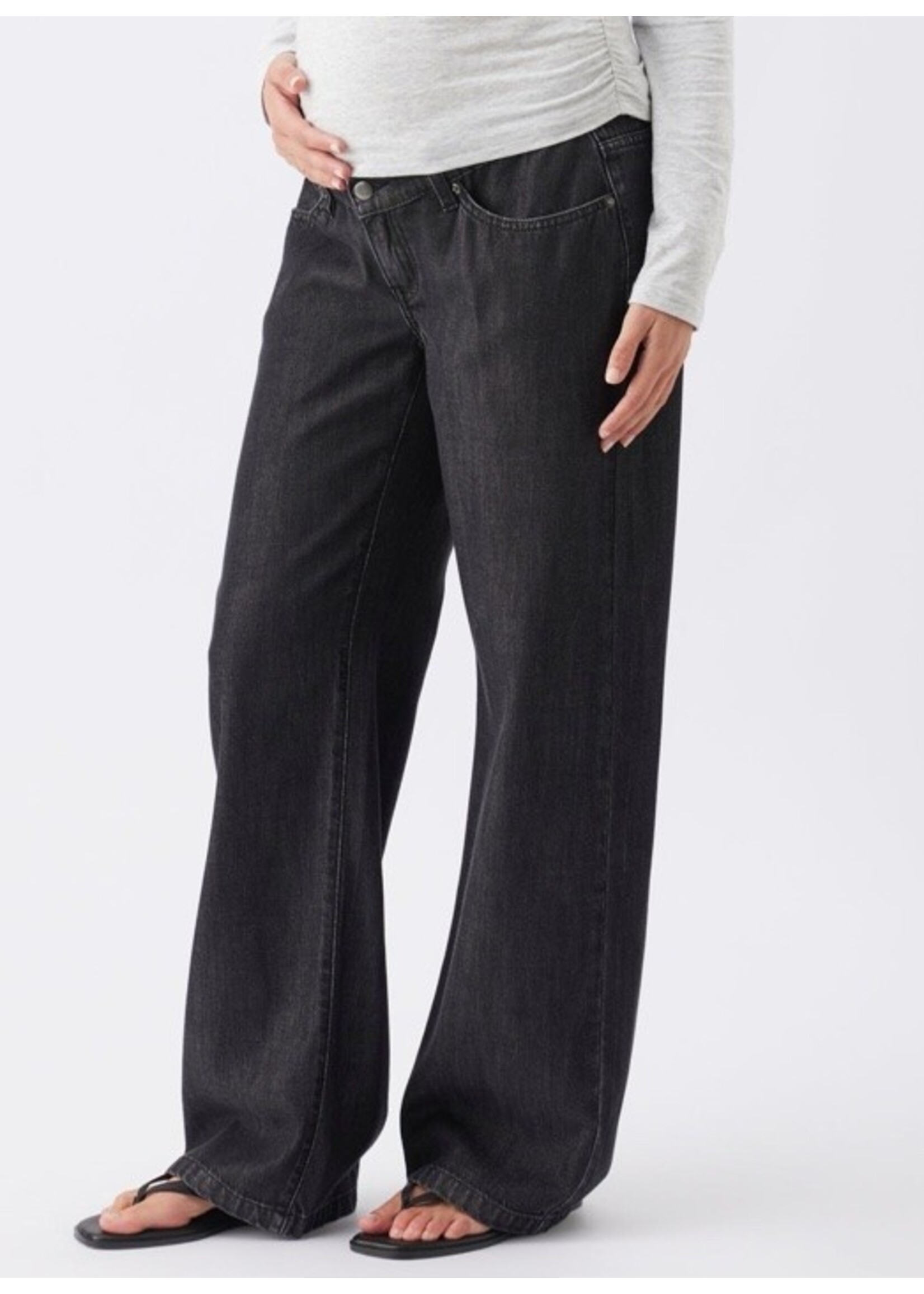 Ripe Maternity Ripe Maternity, Billie Wide Leg Elastic Waist Jean || Black