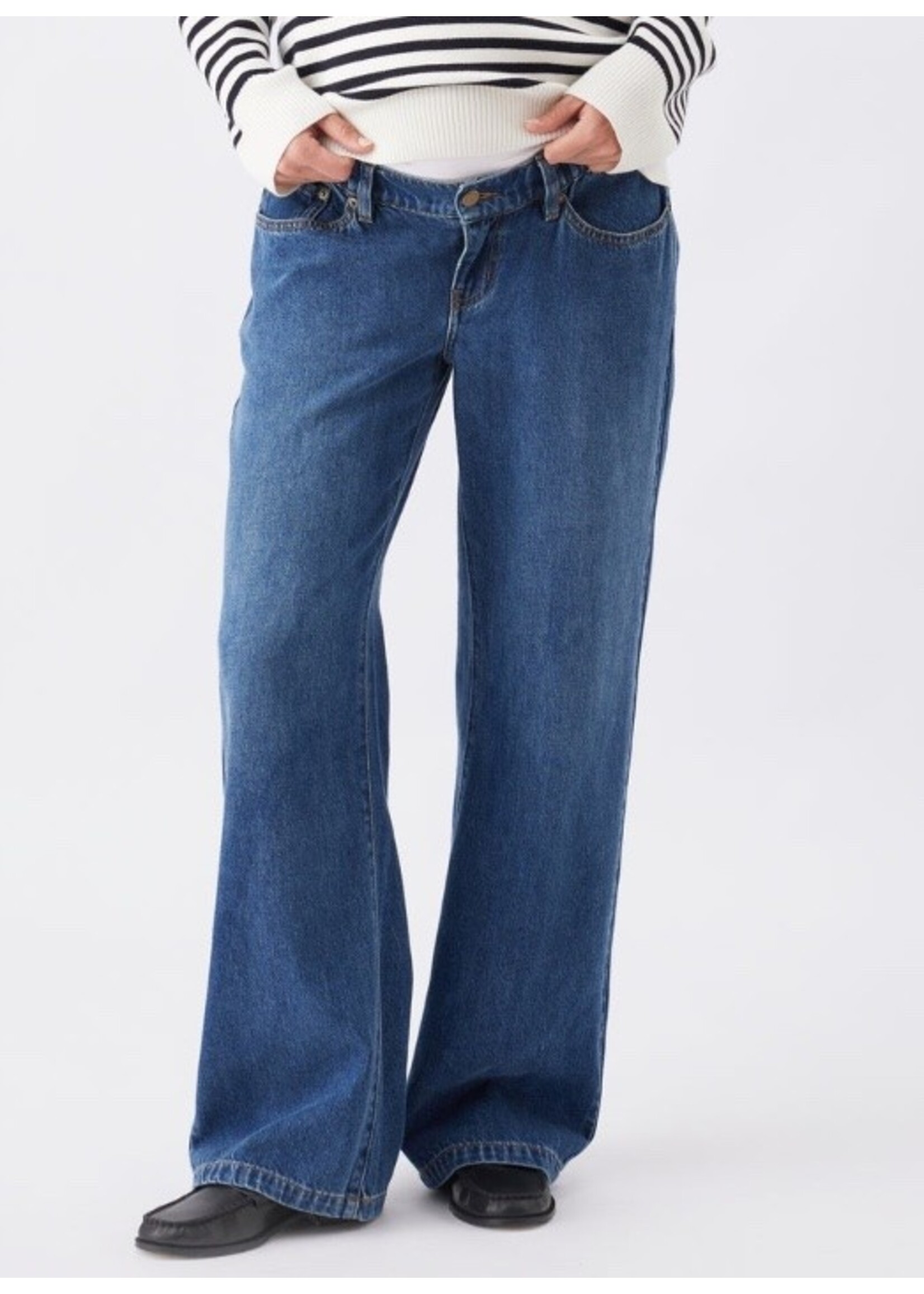 Ripe Maternity Ripe Maternity, Billie Wide Leg Elastic Waist Jean || Dark Wash